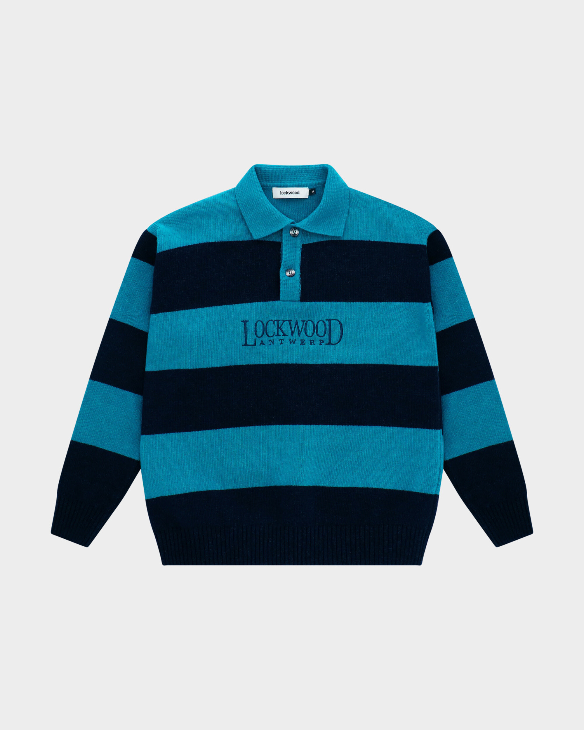 Lockwood Embroidered Striped Polo Knit - Navy / Blue