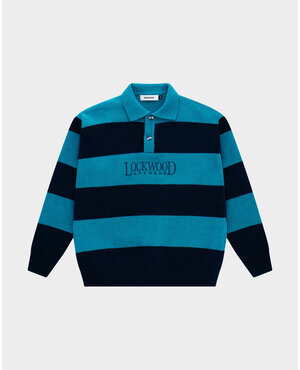 Lockwood Embroidered Striped Polo Knit - Navy / Blue