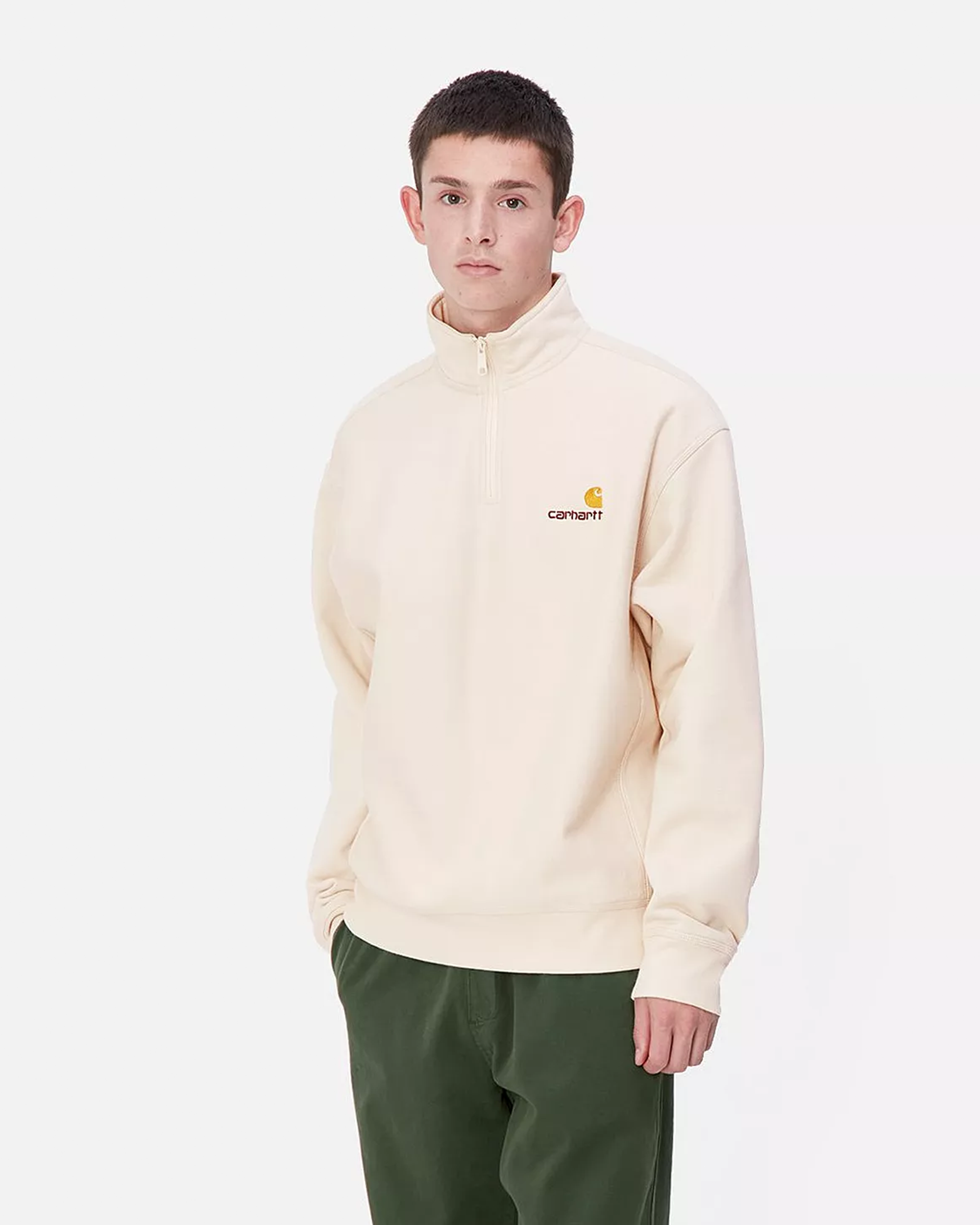 Carhartt WIP Half Zip American Script Sweat Moonbeam