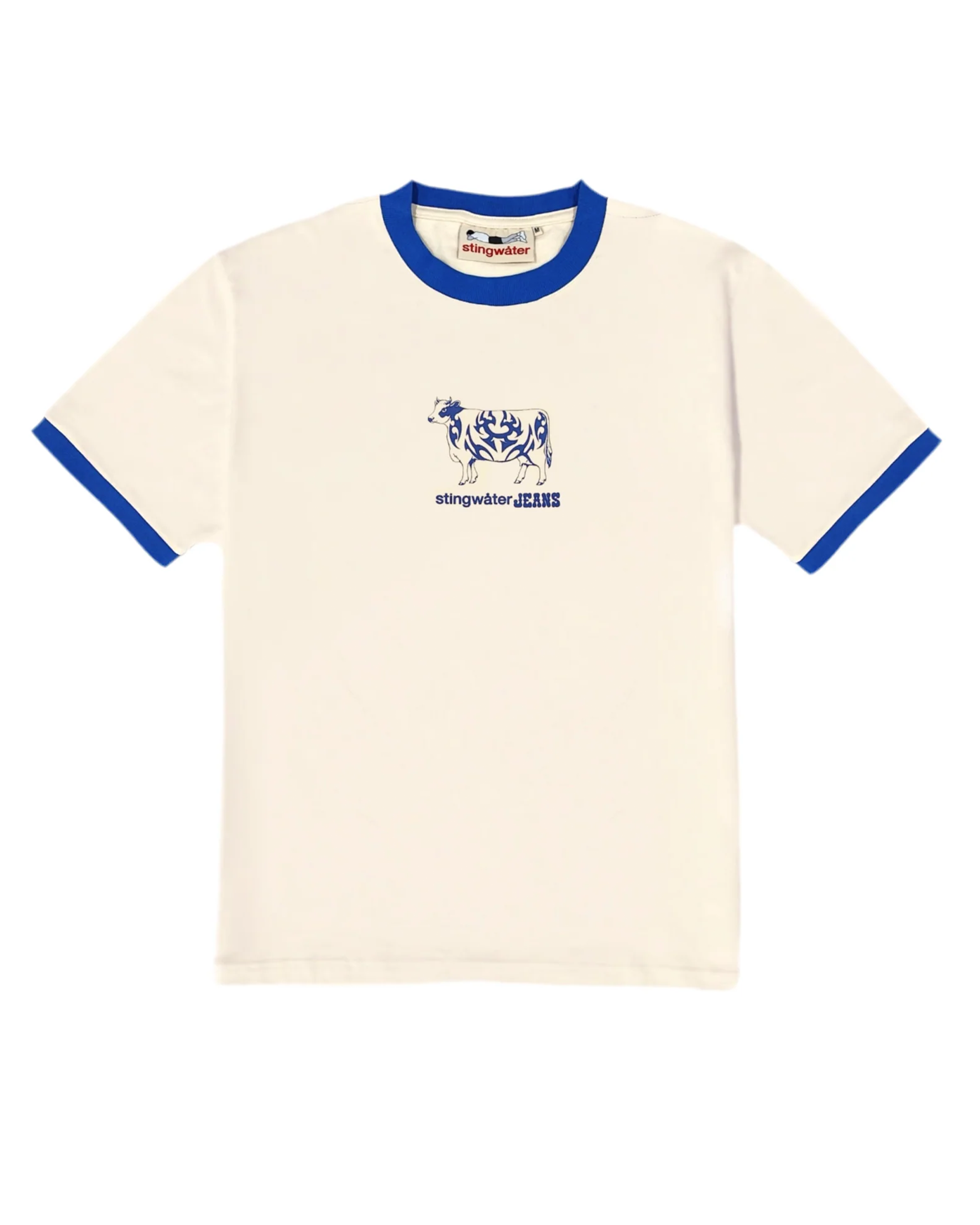 Stingwater Tatted Cow T-Shirt - Ringer Off White / Navy