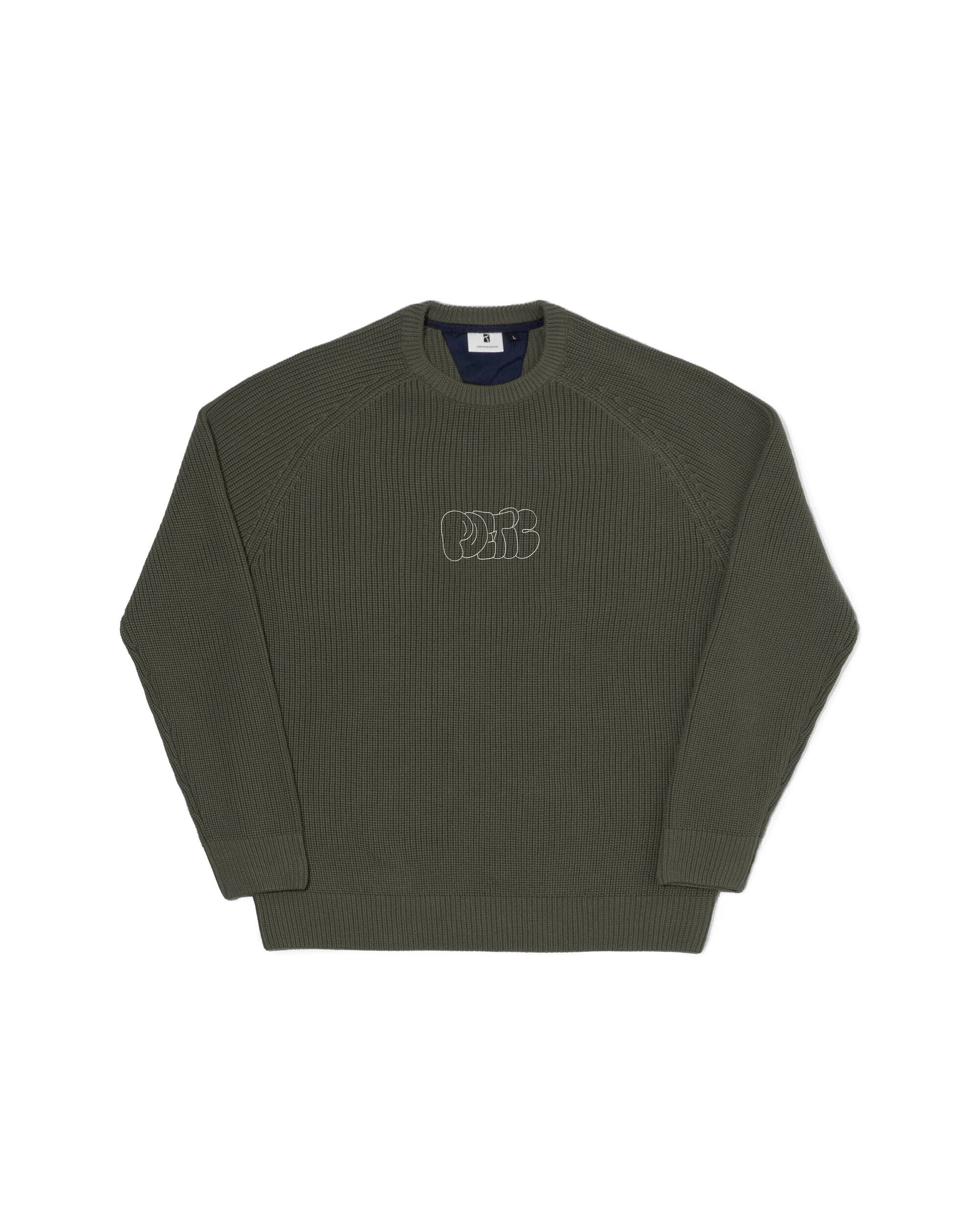 Poetic Collective Bubble Embroidery Knitted Crewneck Olive