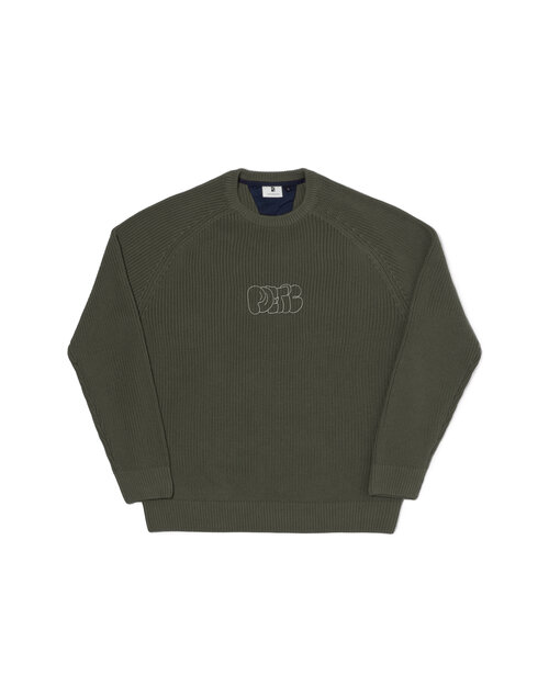 Poetic Collective Poetic Collective Bubble Embroidery Knitted Crewneck Olive