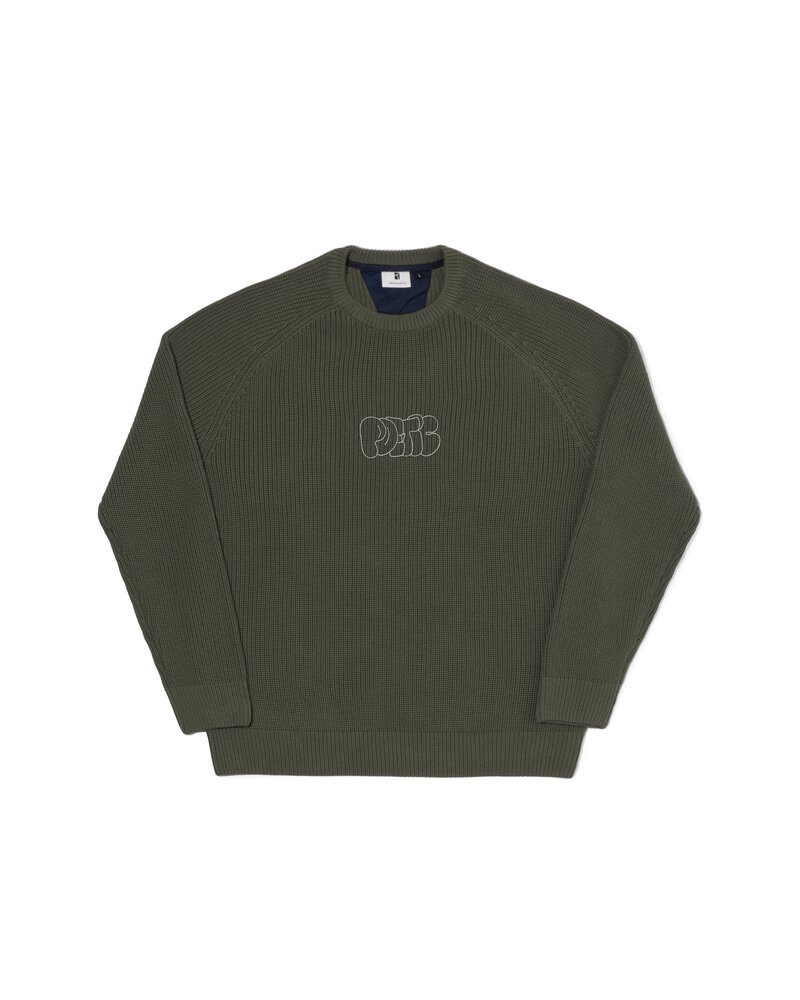 Poetic Collective Poetic Collective Bubble Embroidery Knitted Crewneck Olive