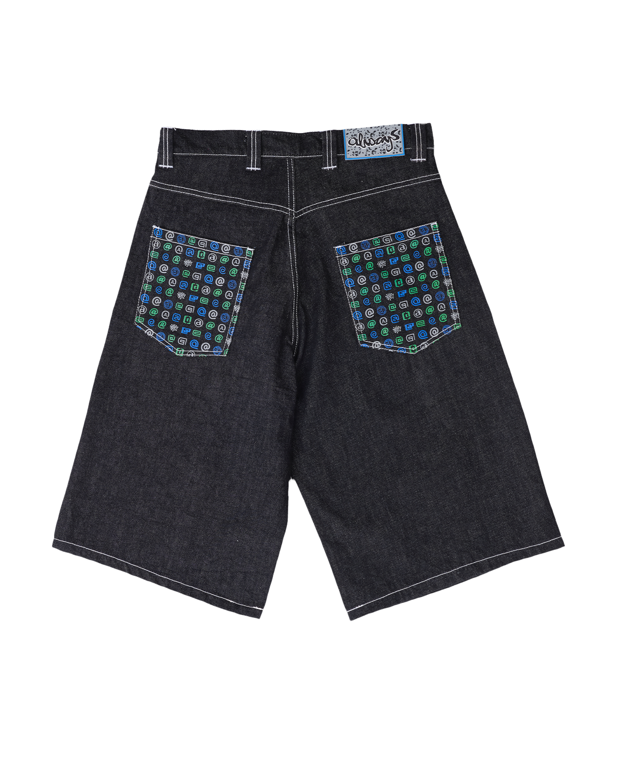 Always back pocket print denim shorts (black)