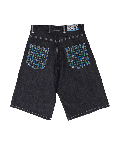 always Always back pocket print denim shorts (black)