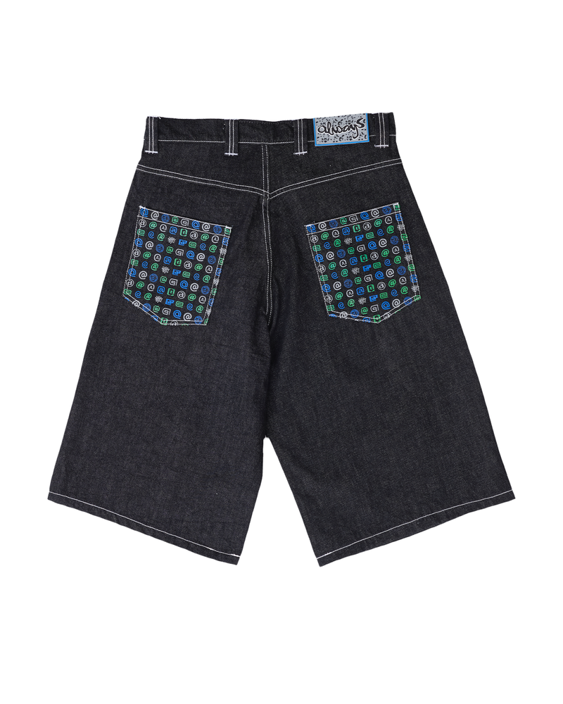 always Always back pocket print denim shorts (black)