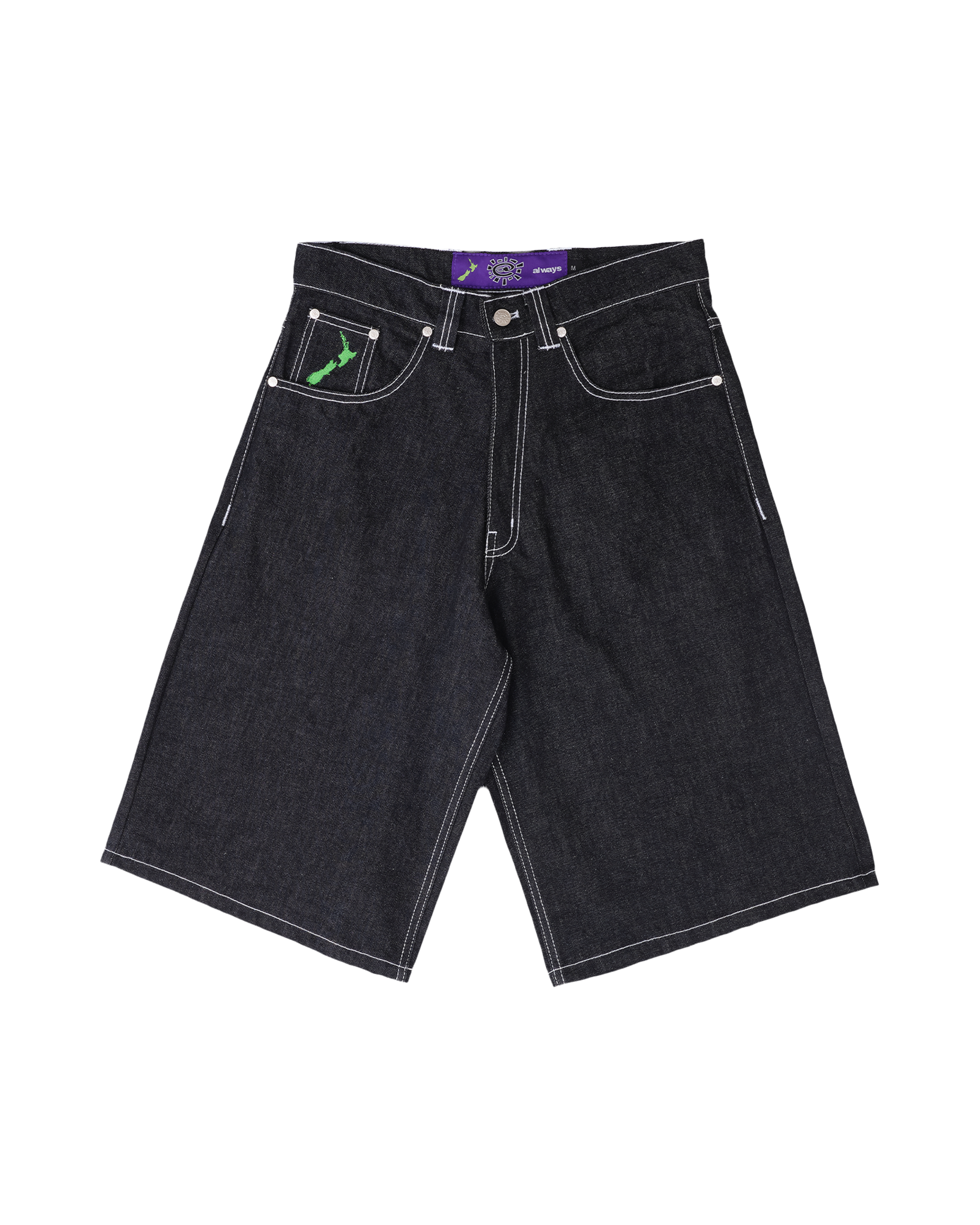 Always back pocket print denim shorts (black)
