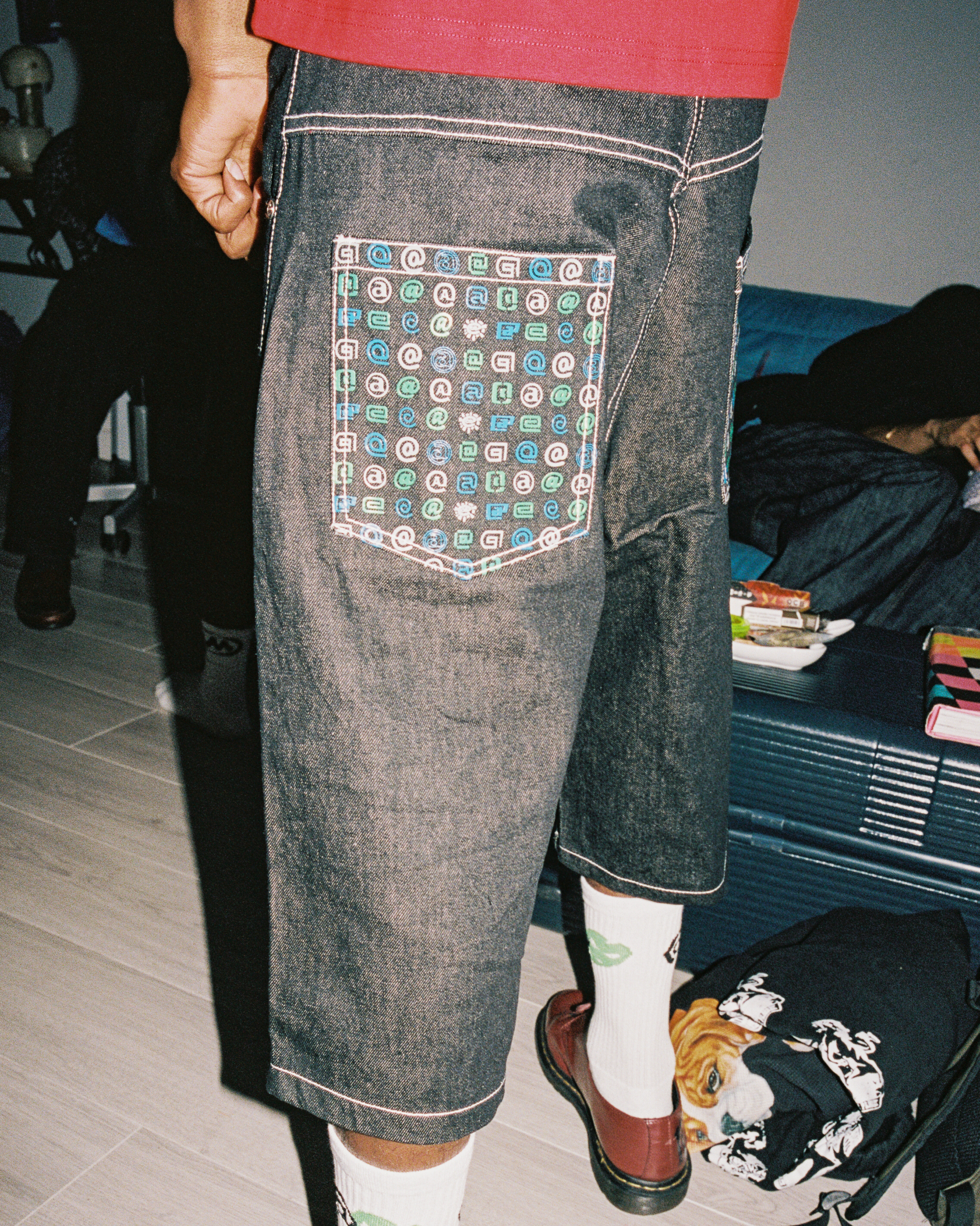Always back pocket print denim shorts (black)
