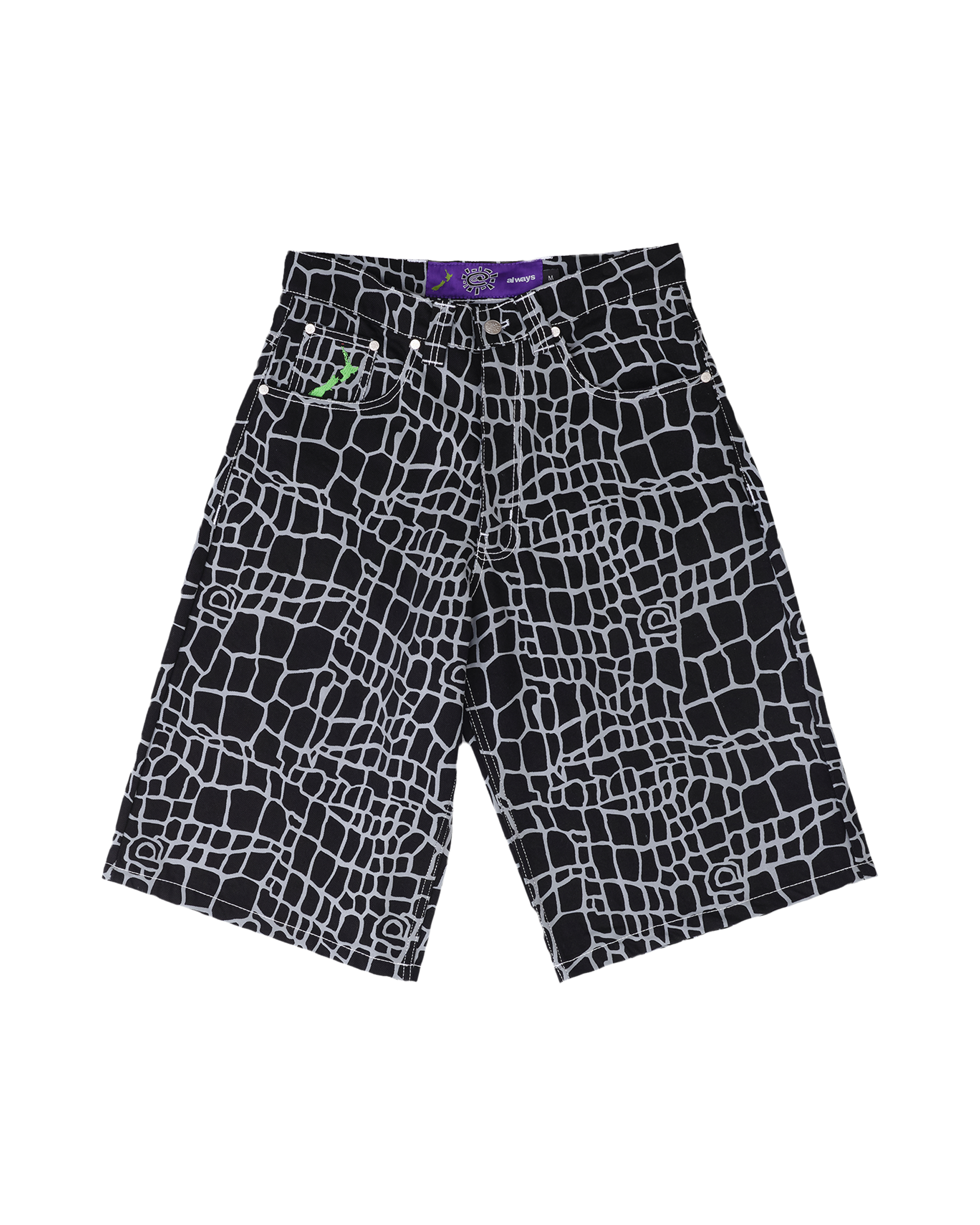 Always croc print denim shorts (black)