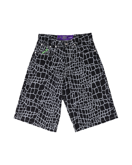always Always croc print denim shorts (black)