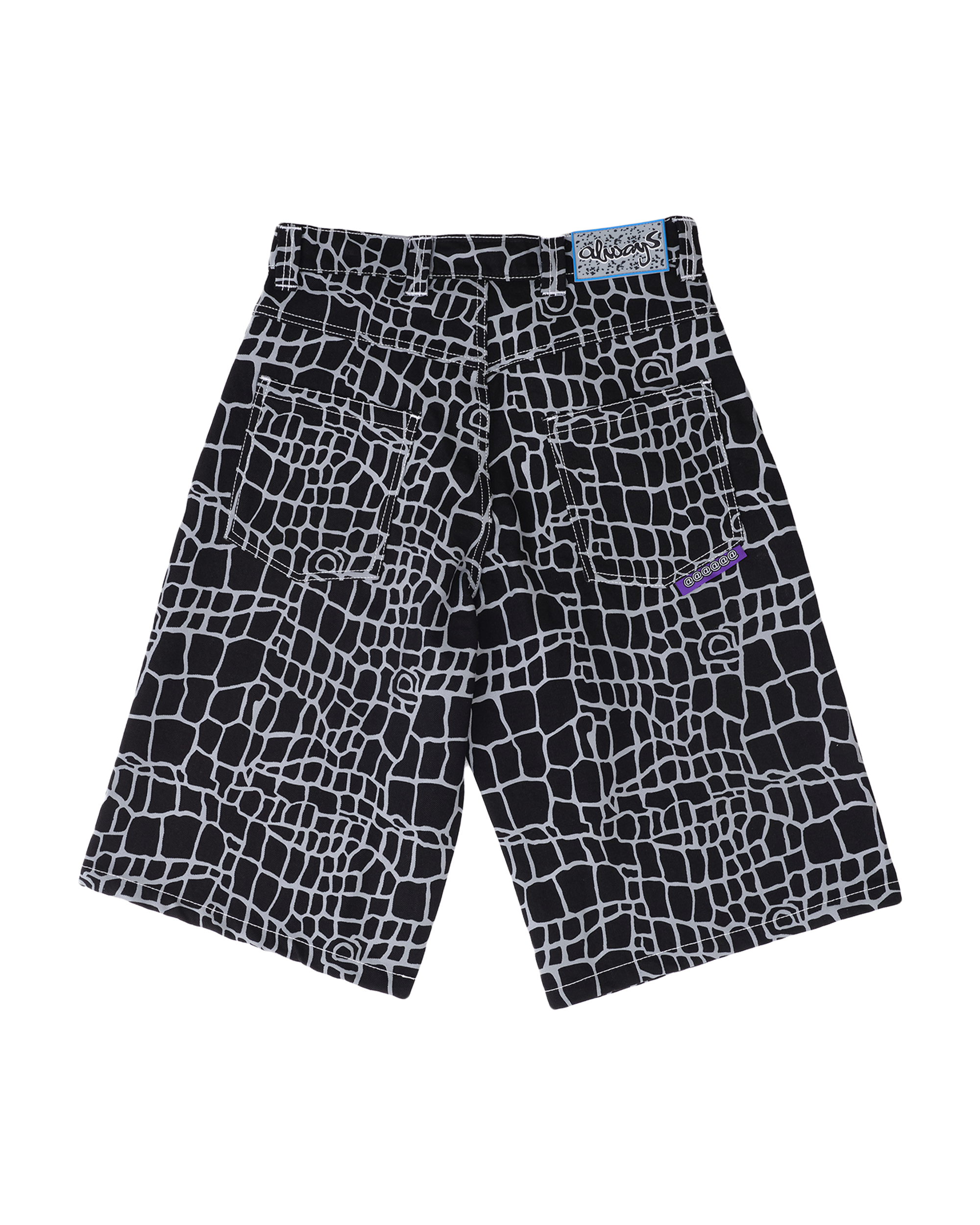 Always croc print denim shorts (black)