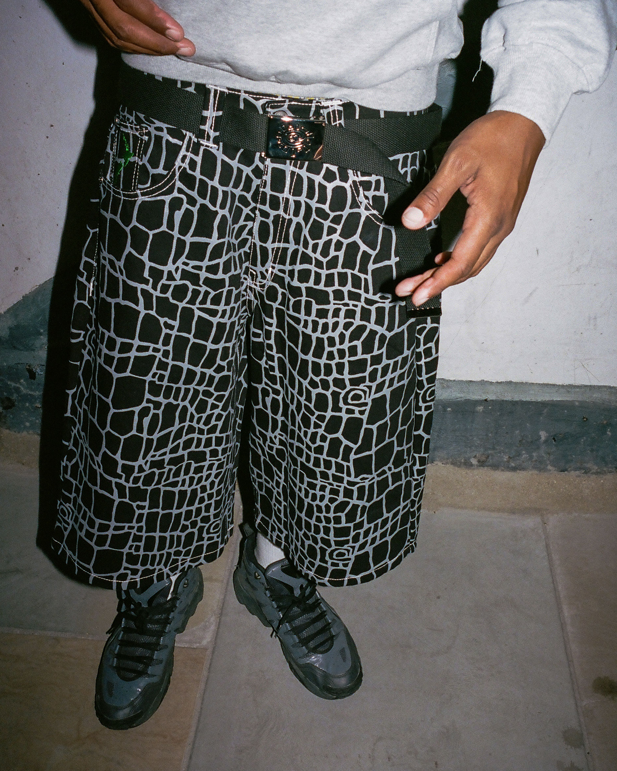 Always croc print denim shorts (black)