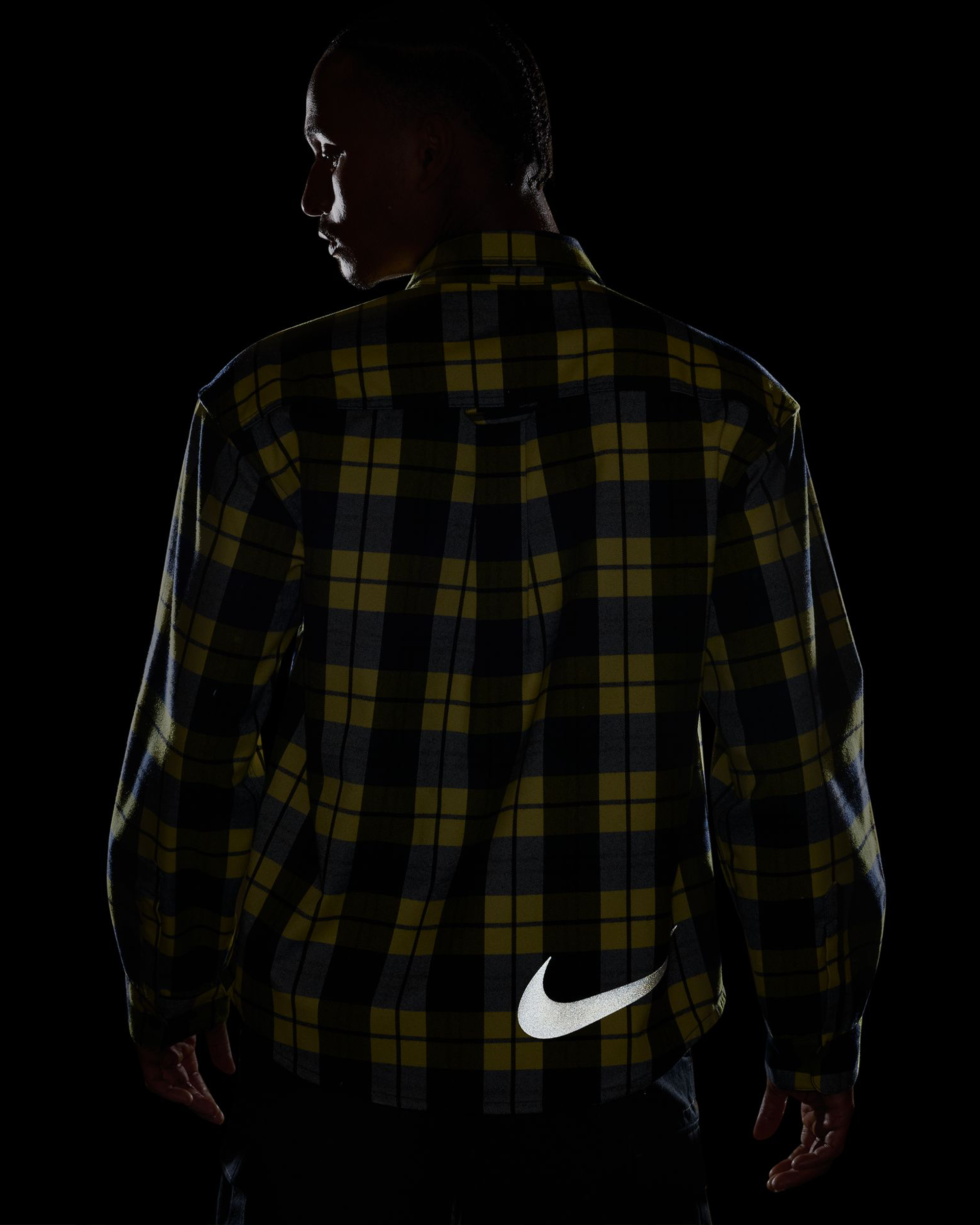Nike SB Flannel Longsleeve Shirt Button Up Midnight Navy/Speed Yellow