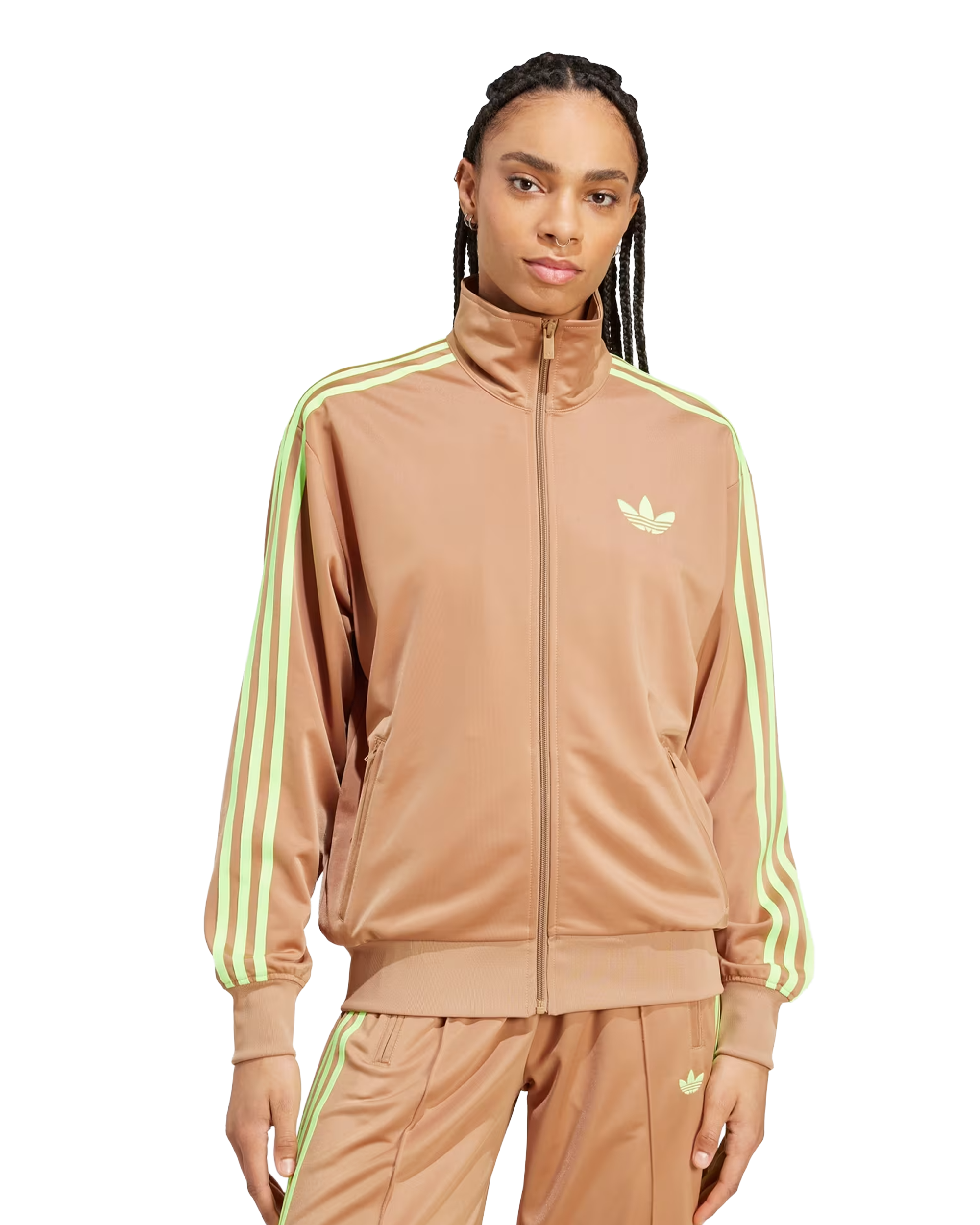 Adidas Firebird Track Top - Brown / Signal Green