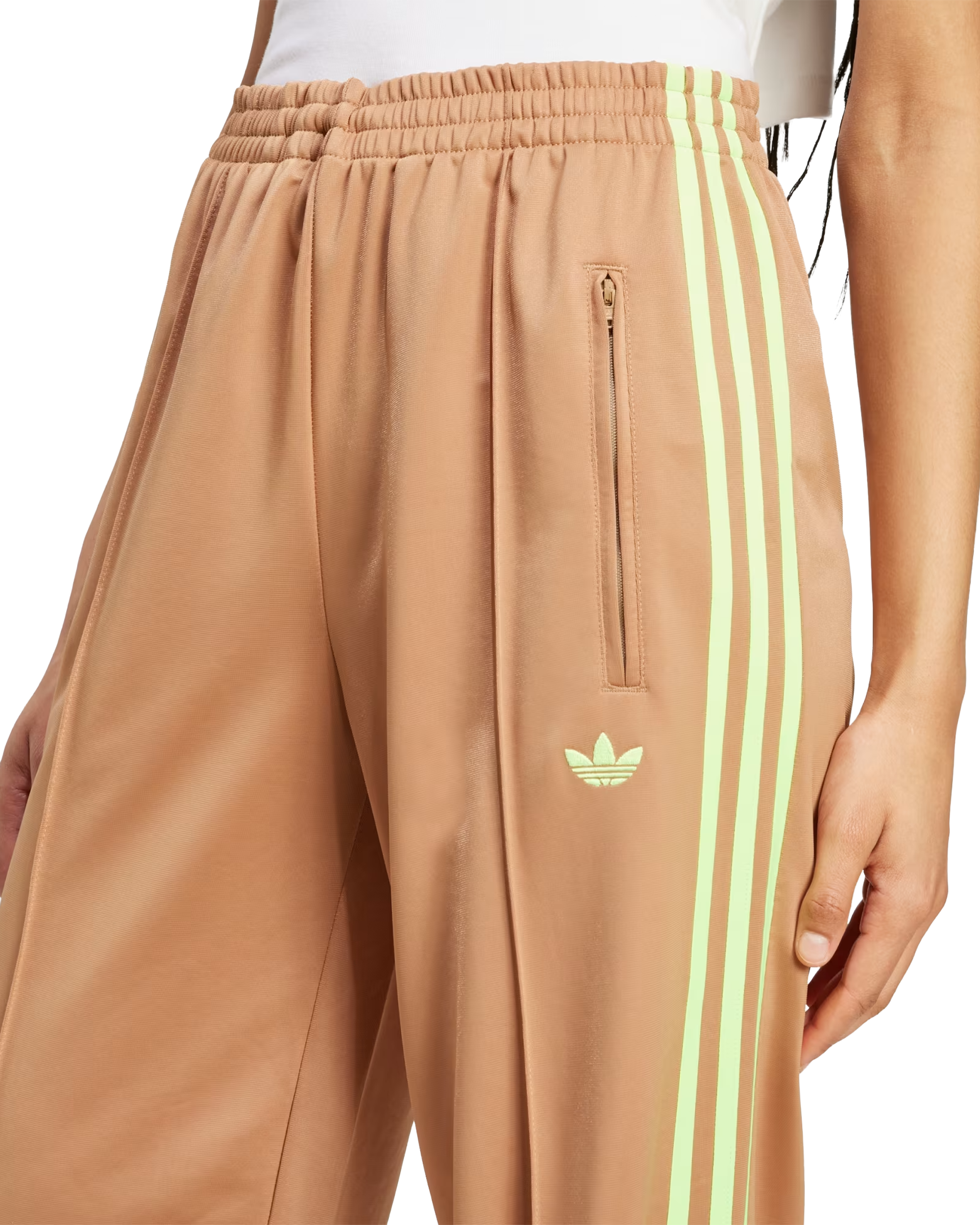 Adidas Firebird Loose Trackpants - Beige/Signal Green