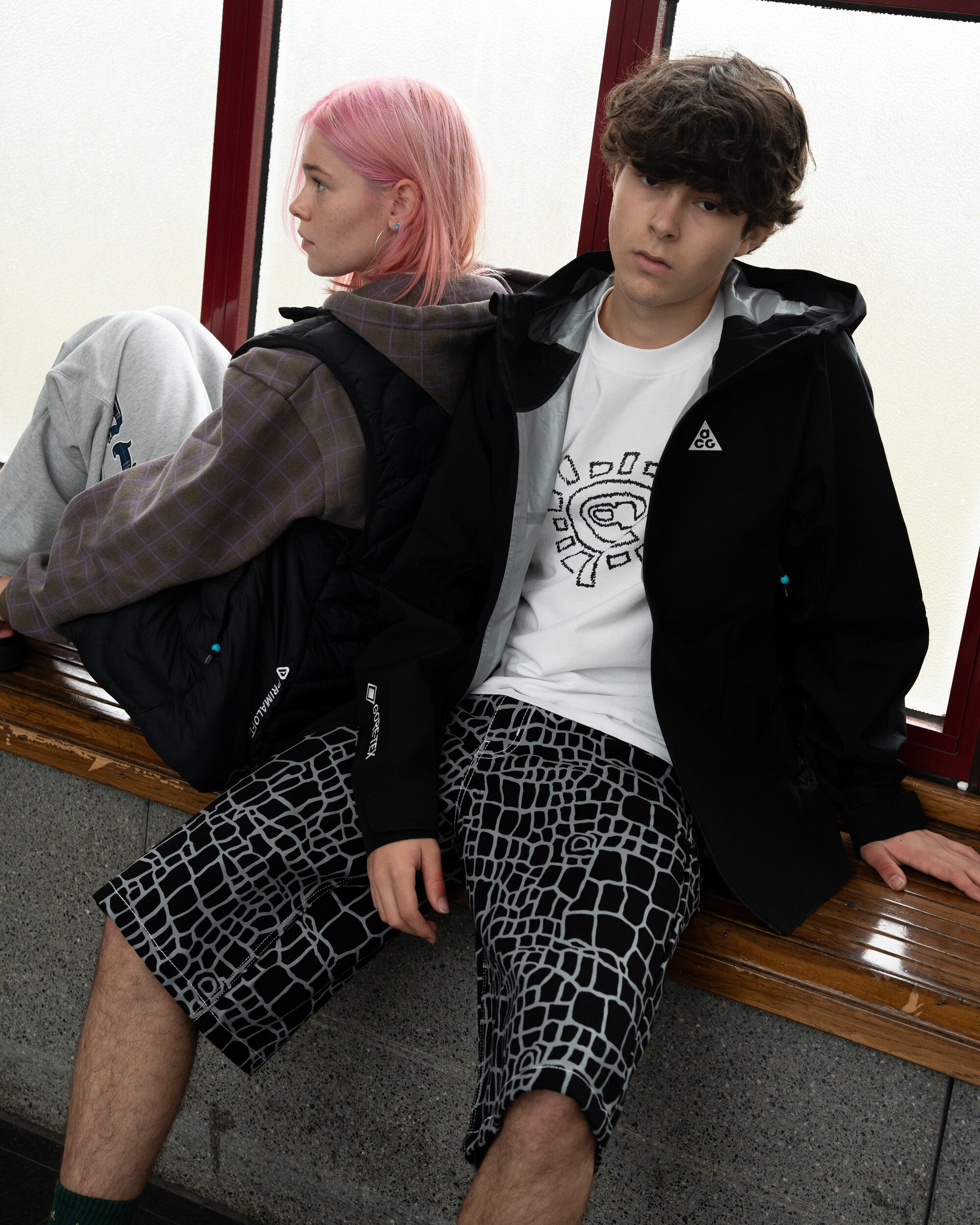 Always croc print denim shorts (black)