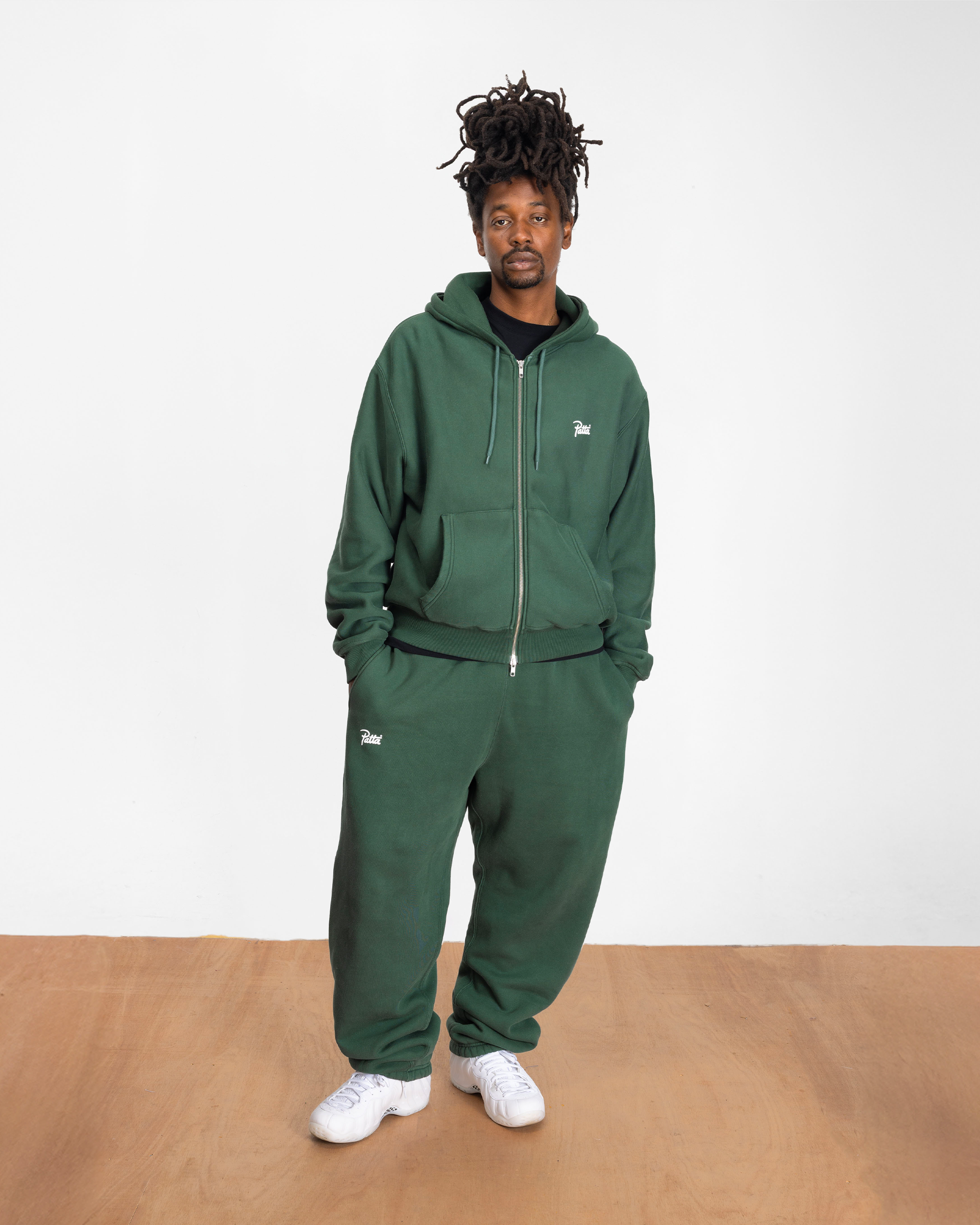 Patta Classic Zip Up Hooded Sweater - Bistro Green