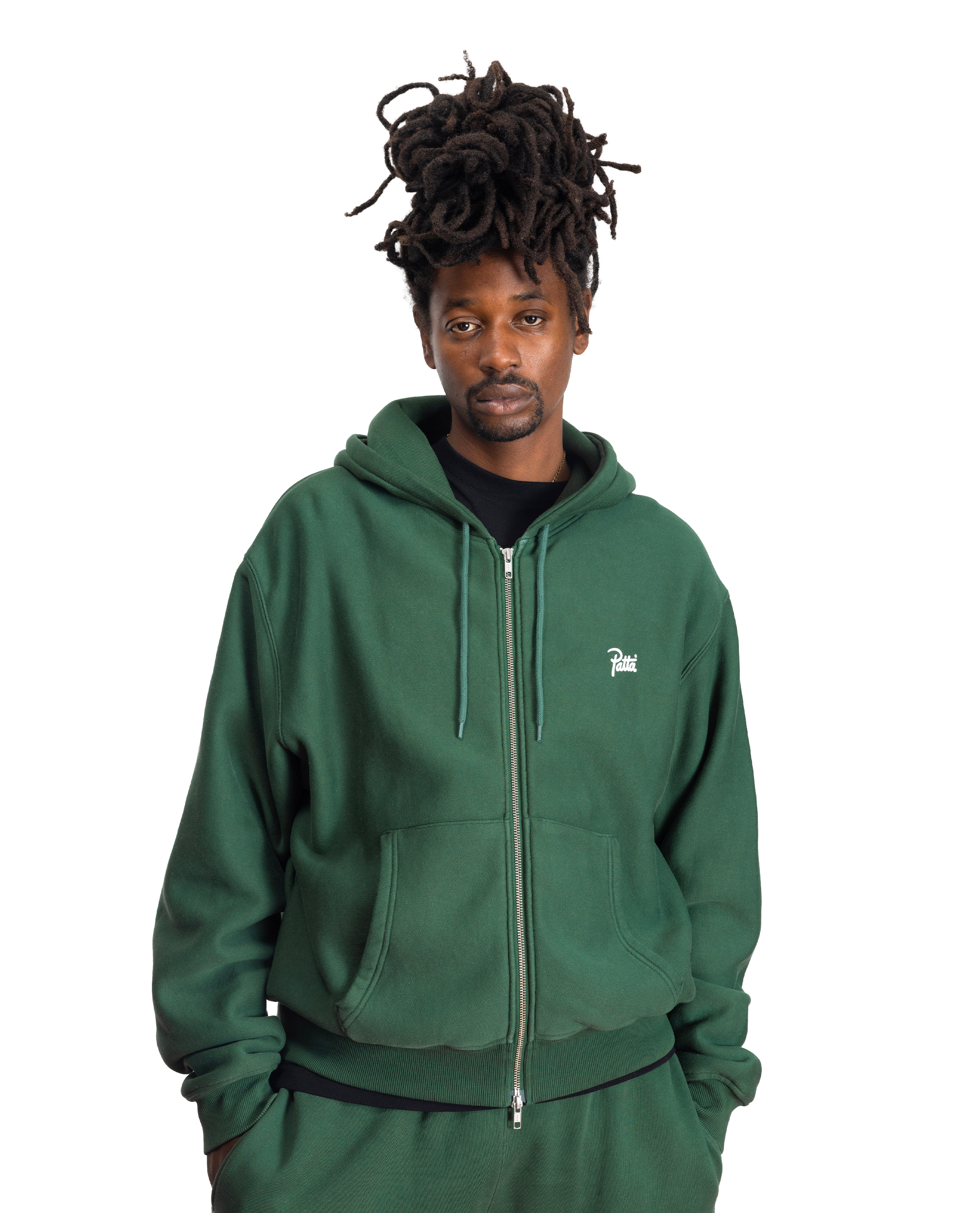 Patta Classic Zip Up Hooded Sweater - Bistro Green