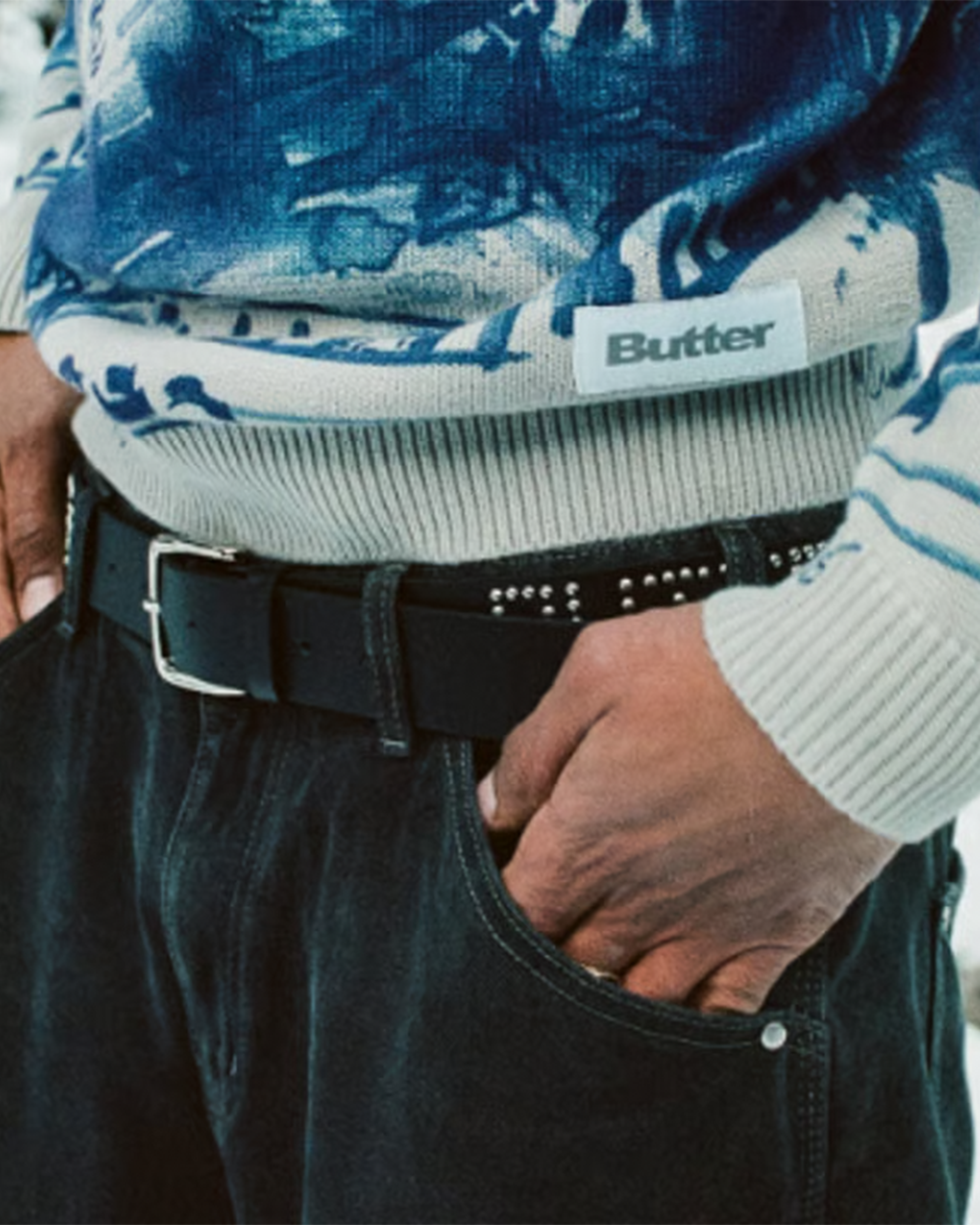 Butter Goods Leather Studded Belt - Black