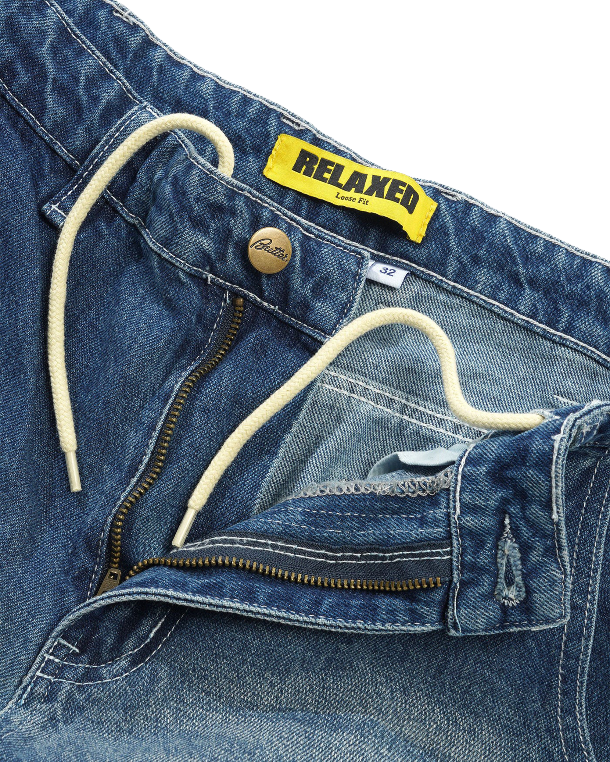 Butter Goods Alpine Denim Jeans Distressed Faded Blue