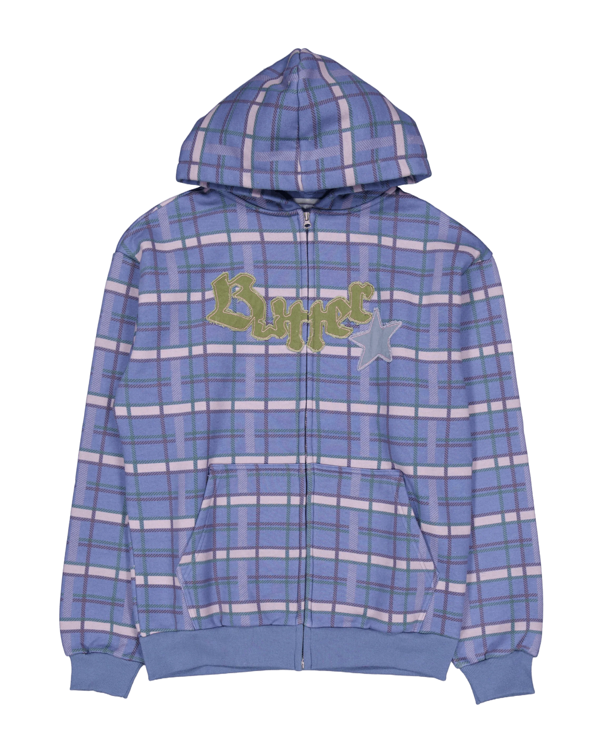 Butter Goods Edge Applique Zip-Thru Hoodie Plaid