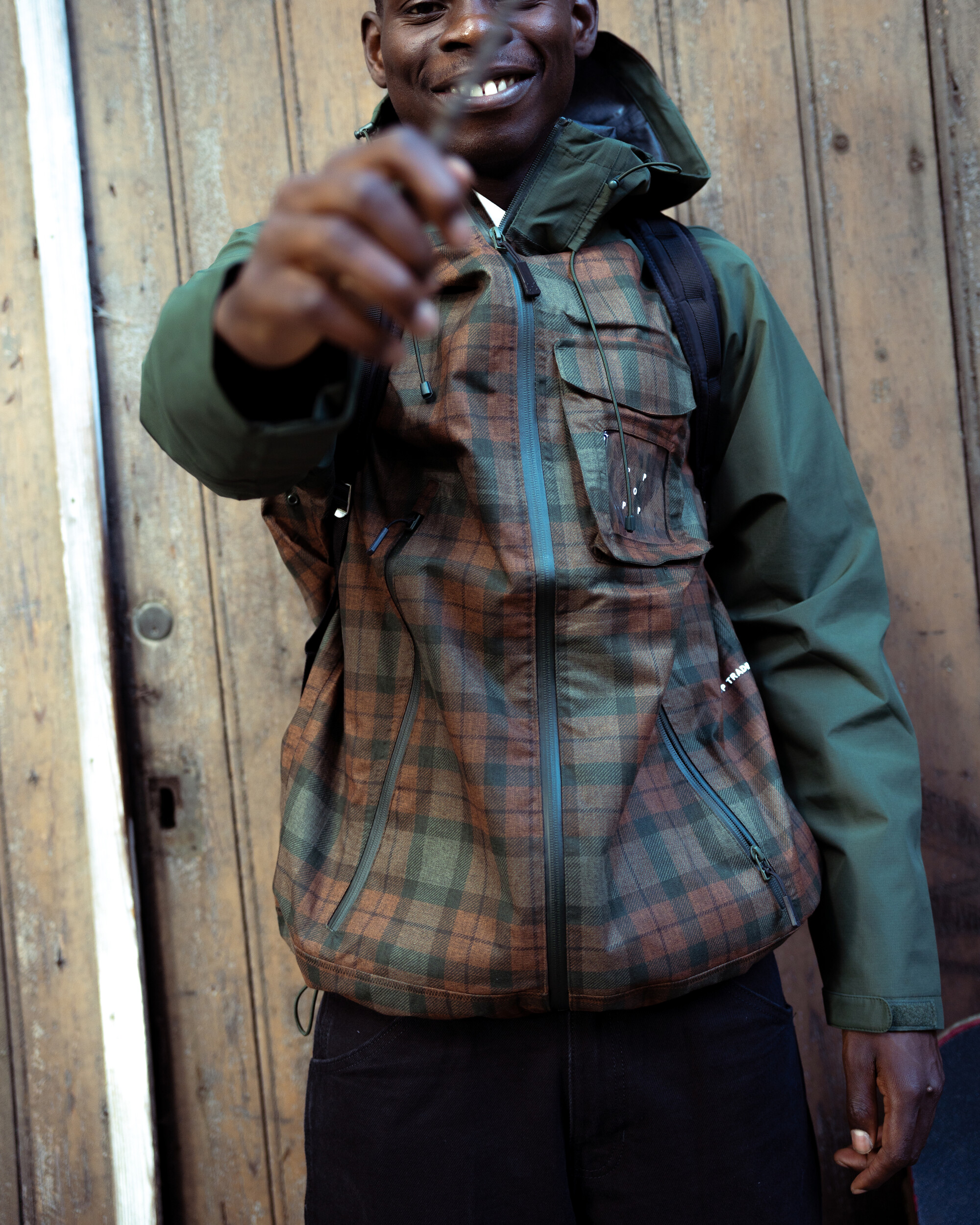 Pop Trading Company Checked Oracle Jacket Duffel Green