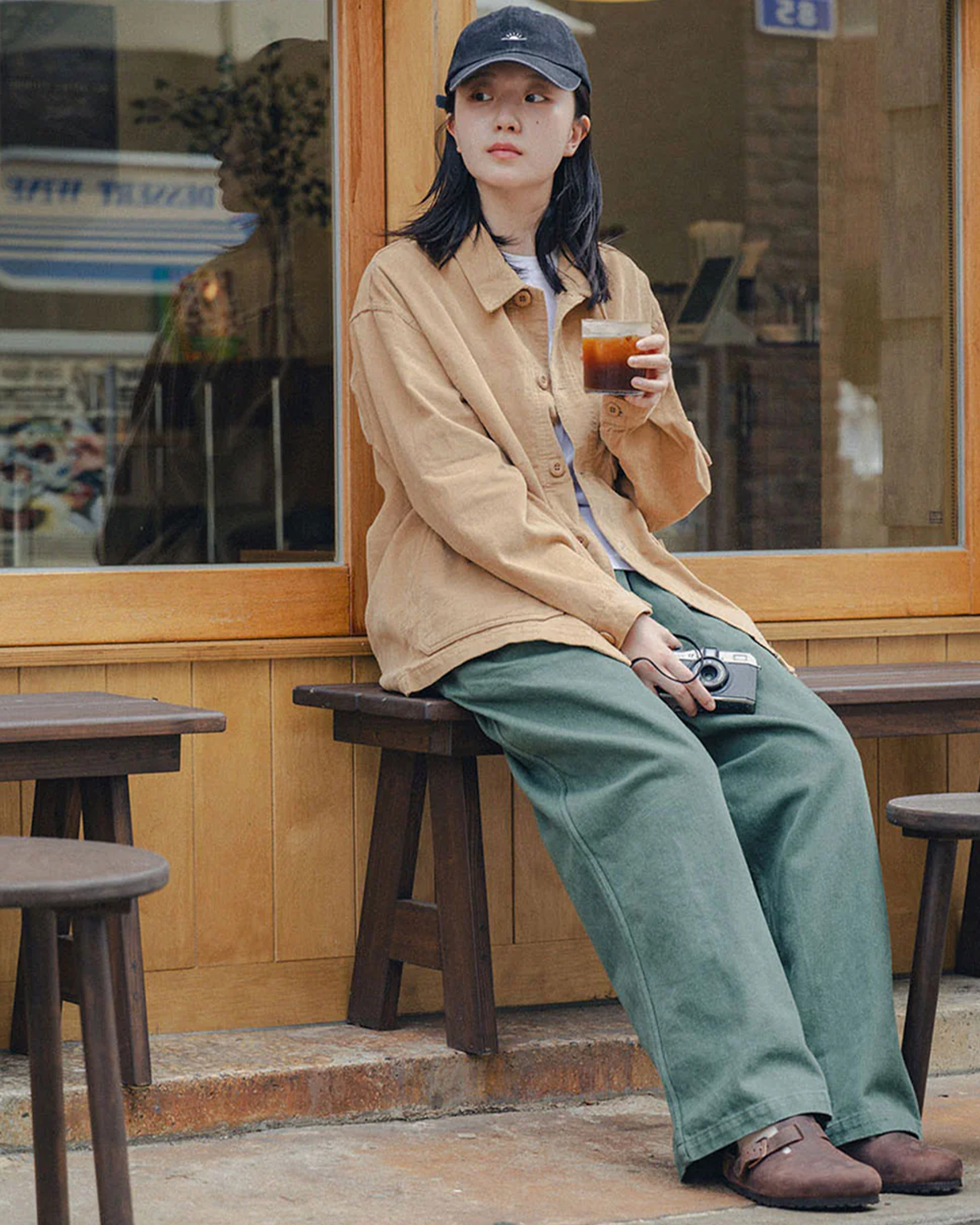 Kappy Two Tuck Wide Kation Pants Khaki