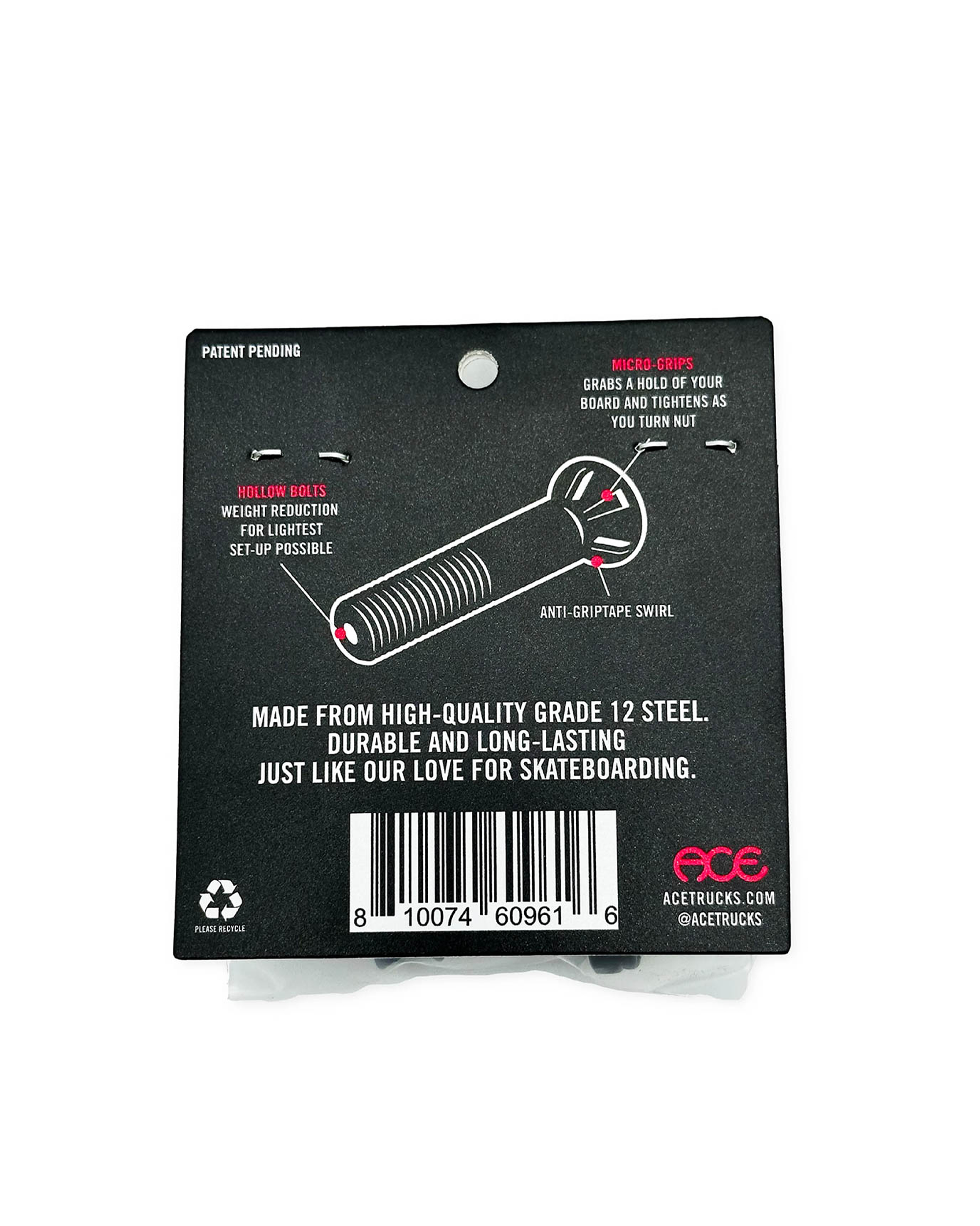 Ace AF1 HOLLOW Bolts w/ Grippers Allen 1"