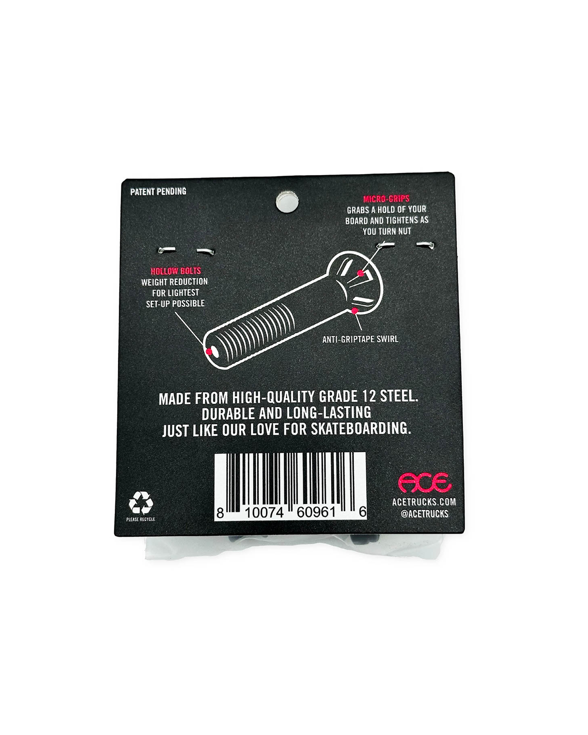 ACE AF1 HOLLOW Bolts w/ Grippers Allen 7/8"