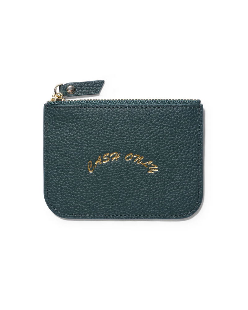 Cash Only Cash Only Leather Zip Wallet - Emerald
