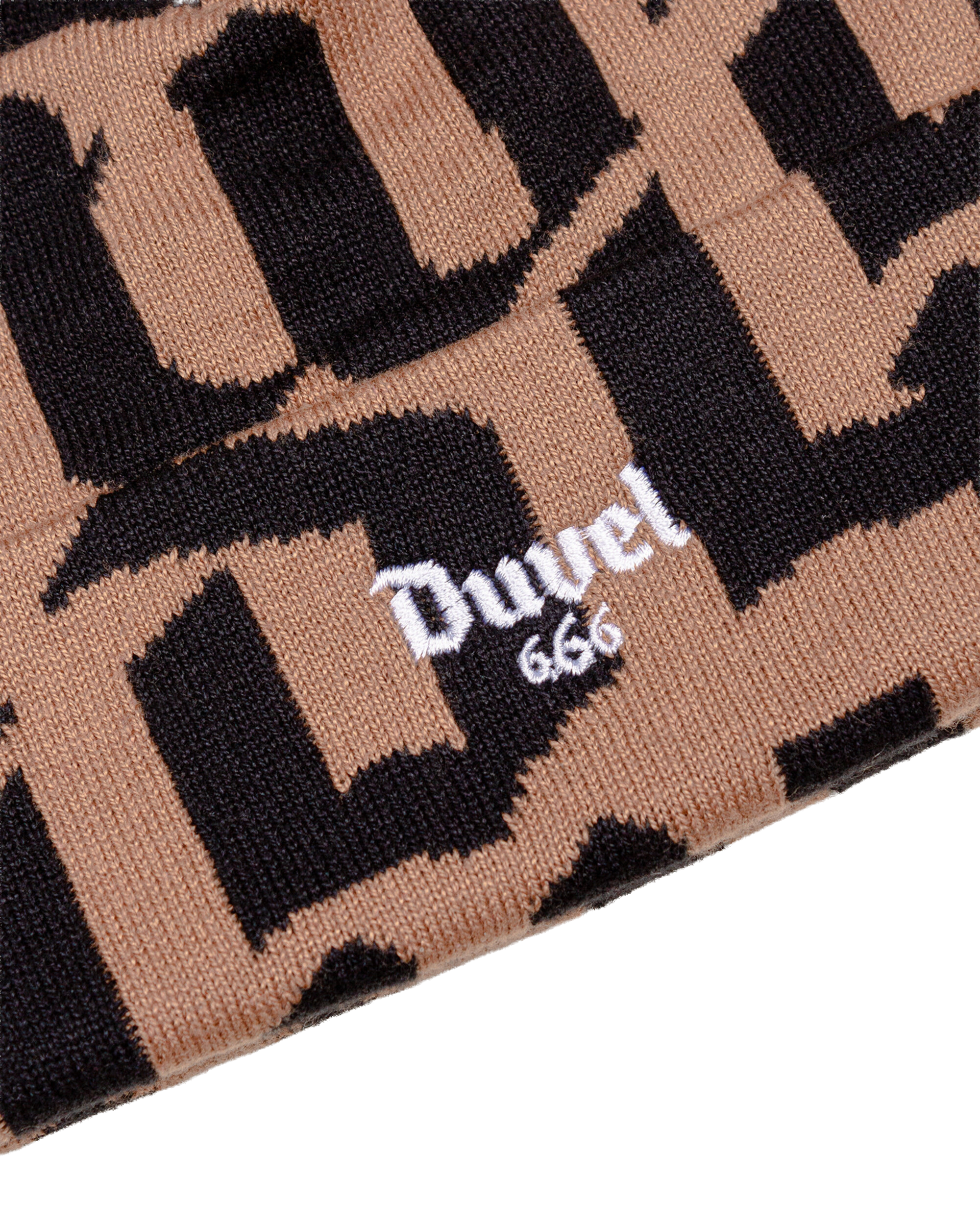 Lockwood x Duvel 666 Logo Pattern Beanie - Brown/Black