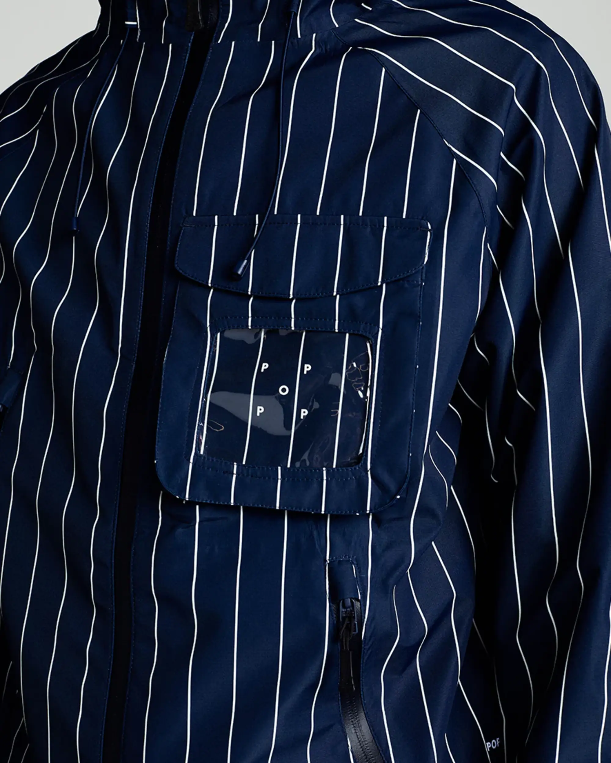 Pop Trading Company Pinstripe Oracle Jacket	Navy/White