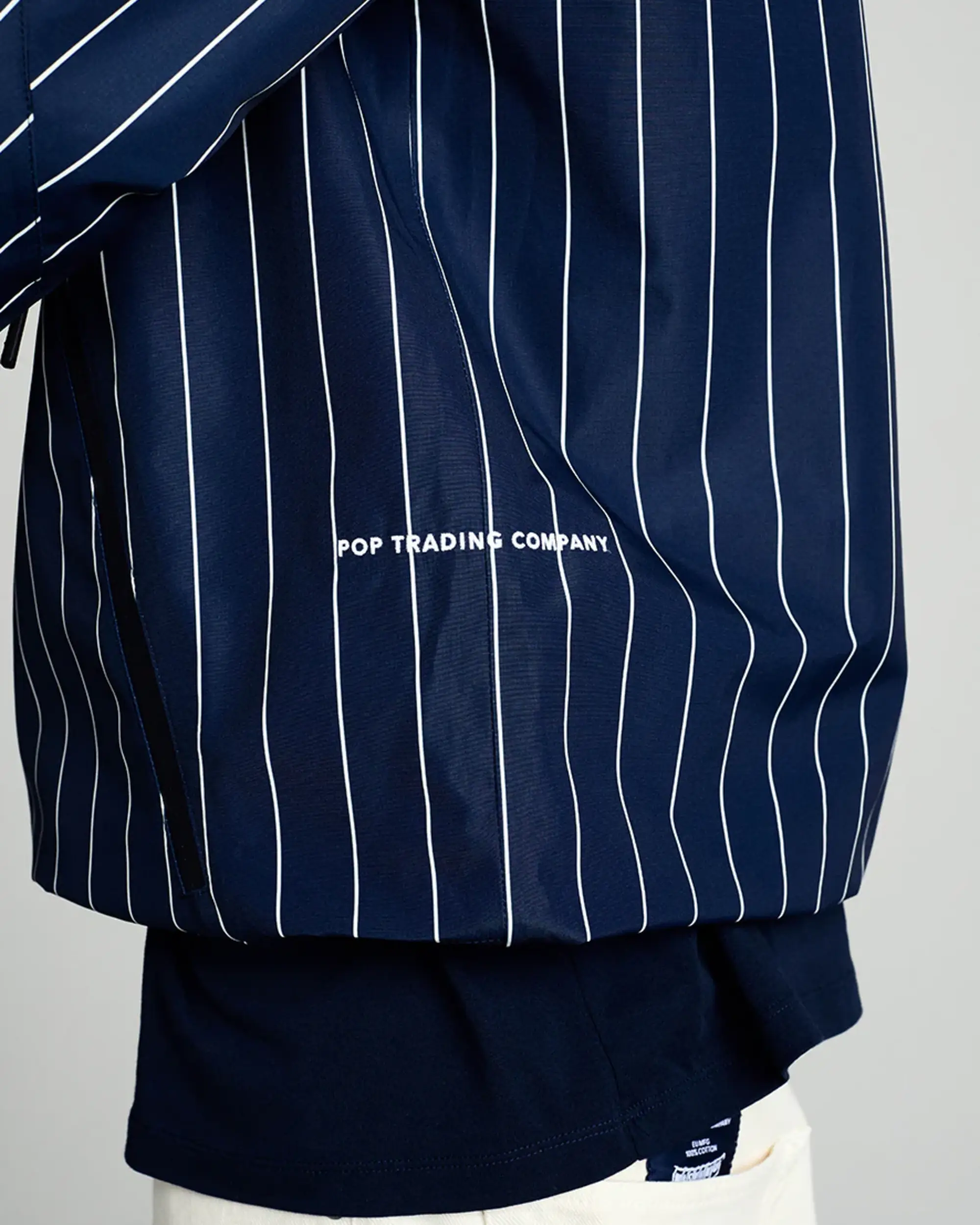 Pop Trading Company Pinstripe Oracle Jacket	Navy/White