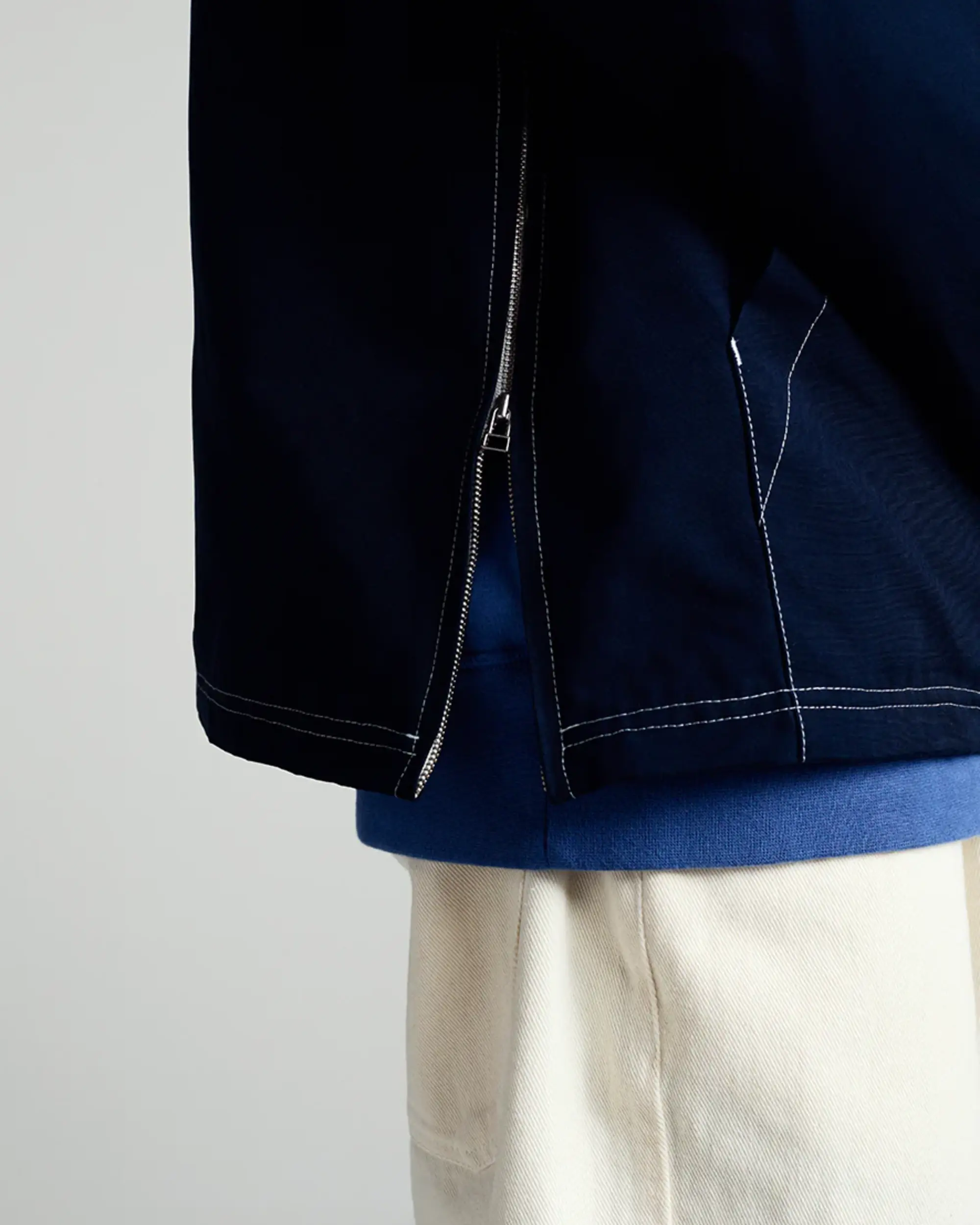 Pop Trading Company Drs Hooded Halfzip Jacket	Navy