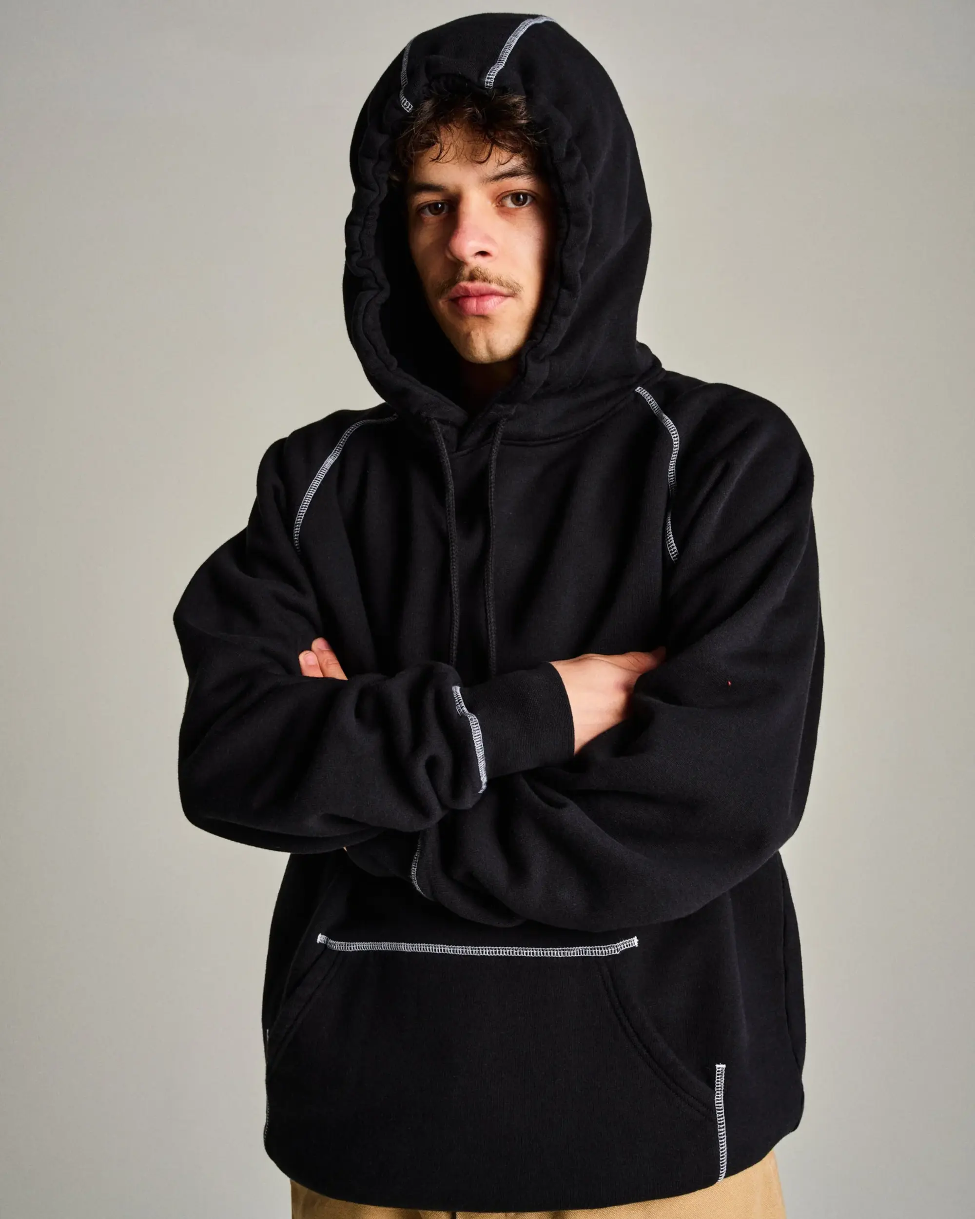 POP Trading Company Logo Hooded Sweat - Black