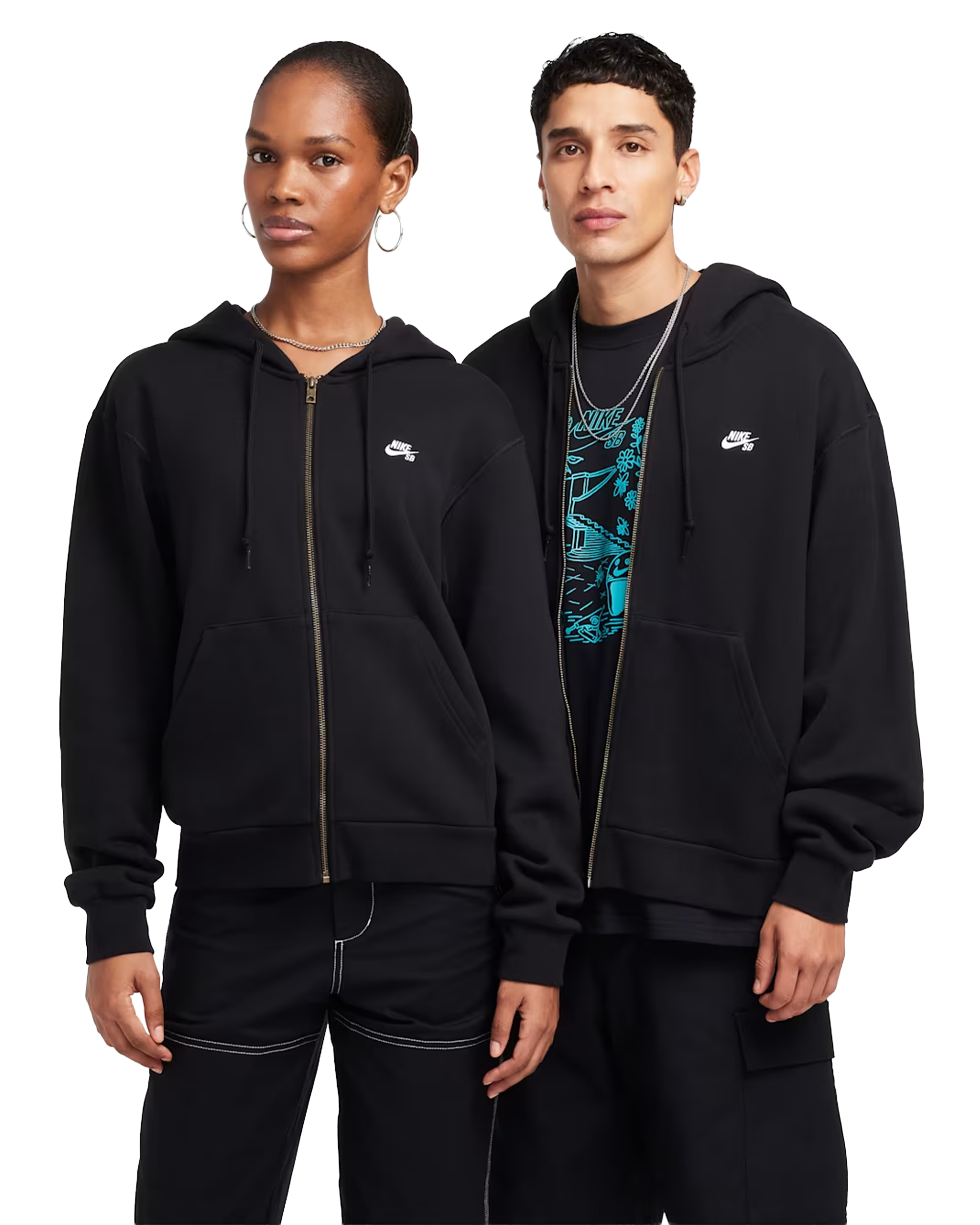 Nike SB Full Zip Hoodie - Black/White