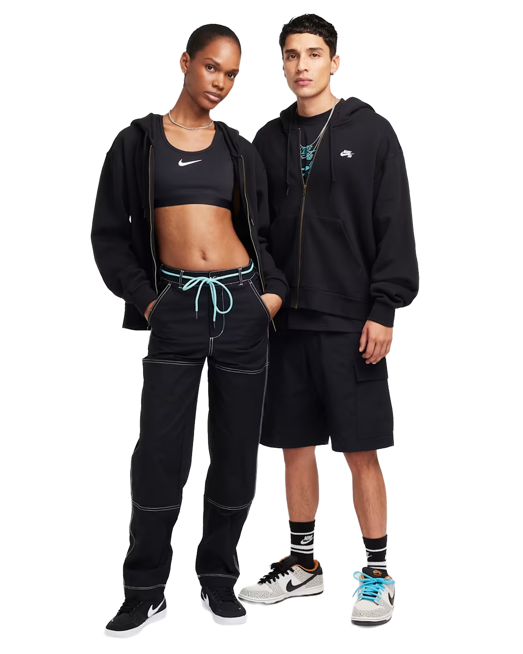 Nike SB Full Zip Hoodie - Black/White