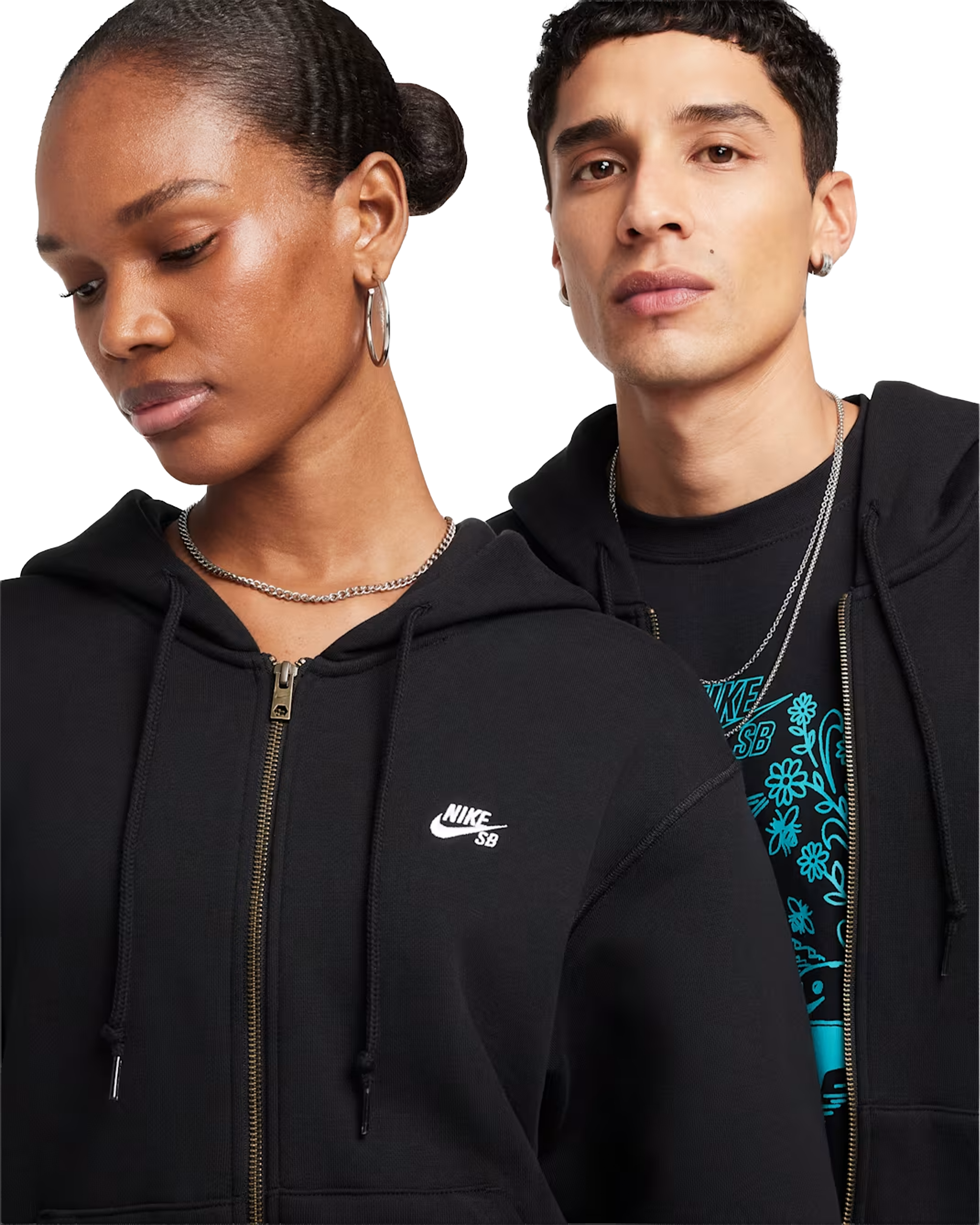 Nike SB Full Zip Hoodie - Black/White