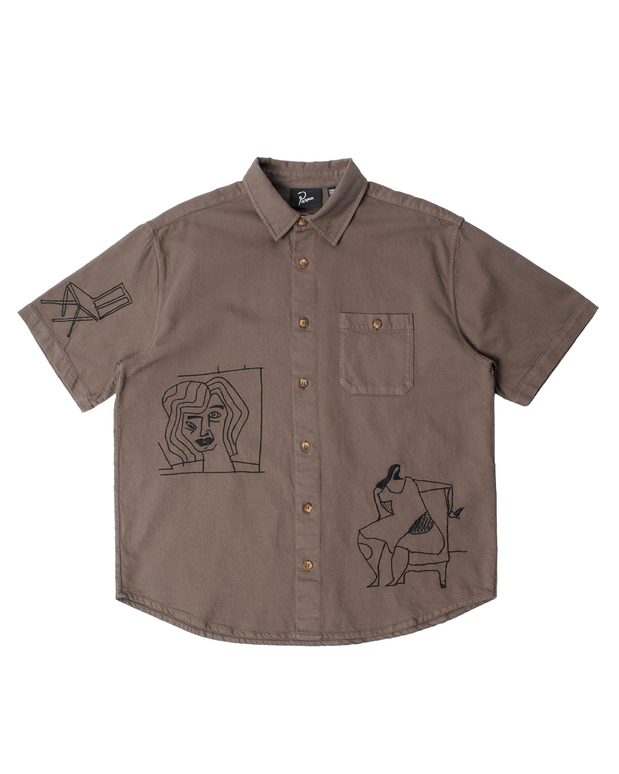 Parra Crooked Face Shortsleeve Shirt Brown