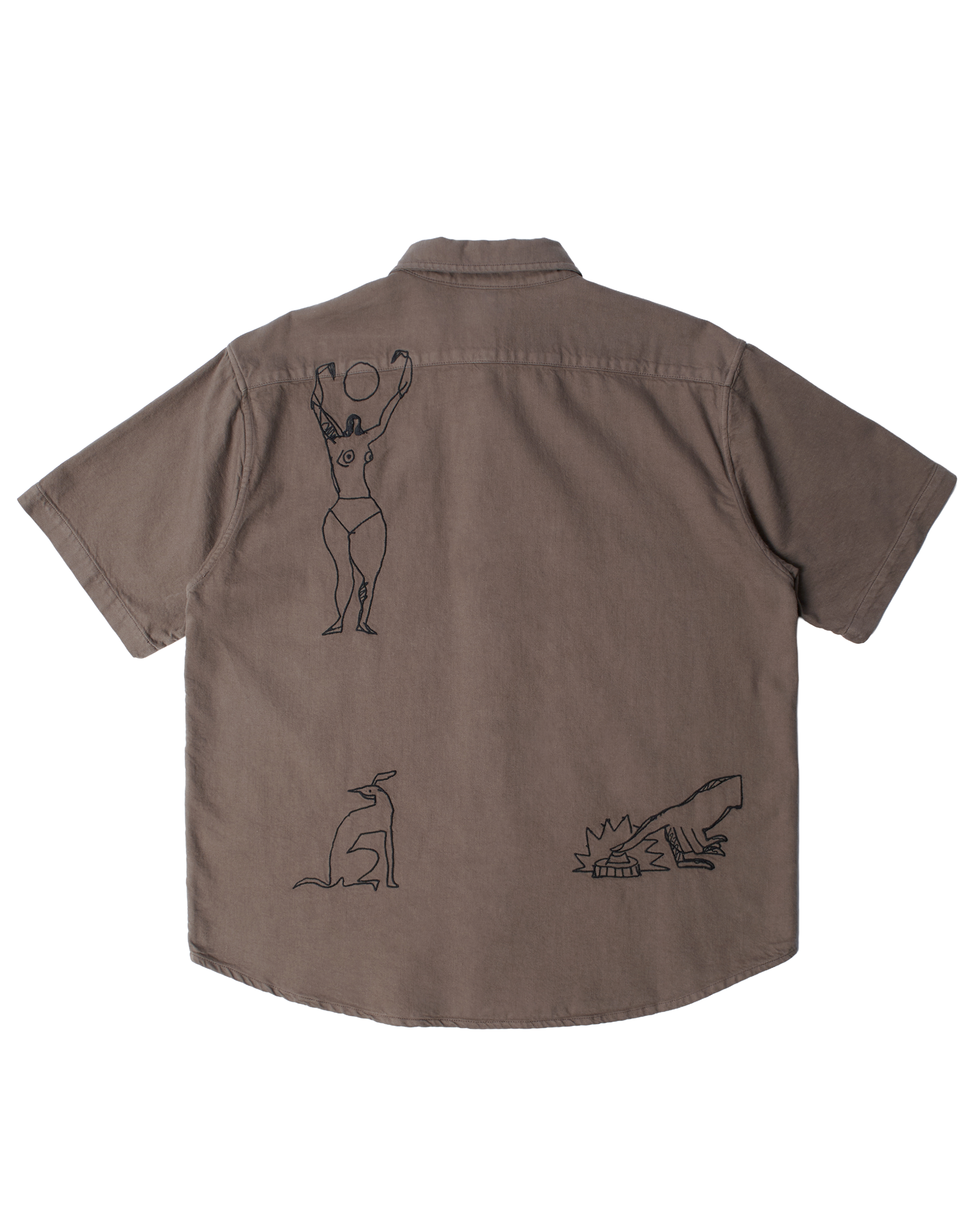 Parra Crooked Face Shortsleeve Shirt Brown