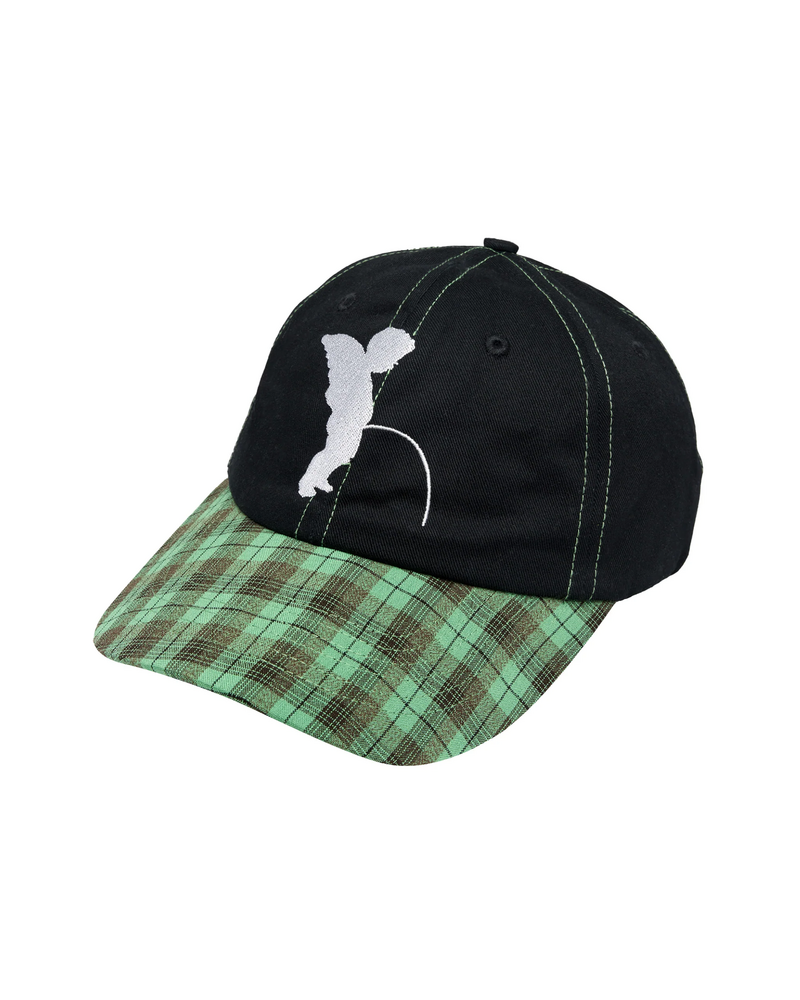 token Token Pissing Angel Plaid Cap Black Green Plaid