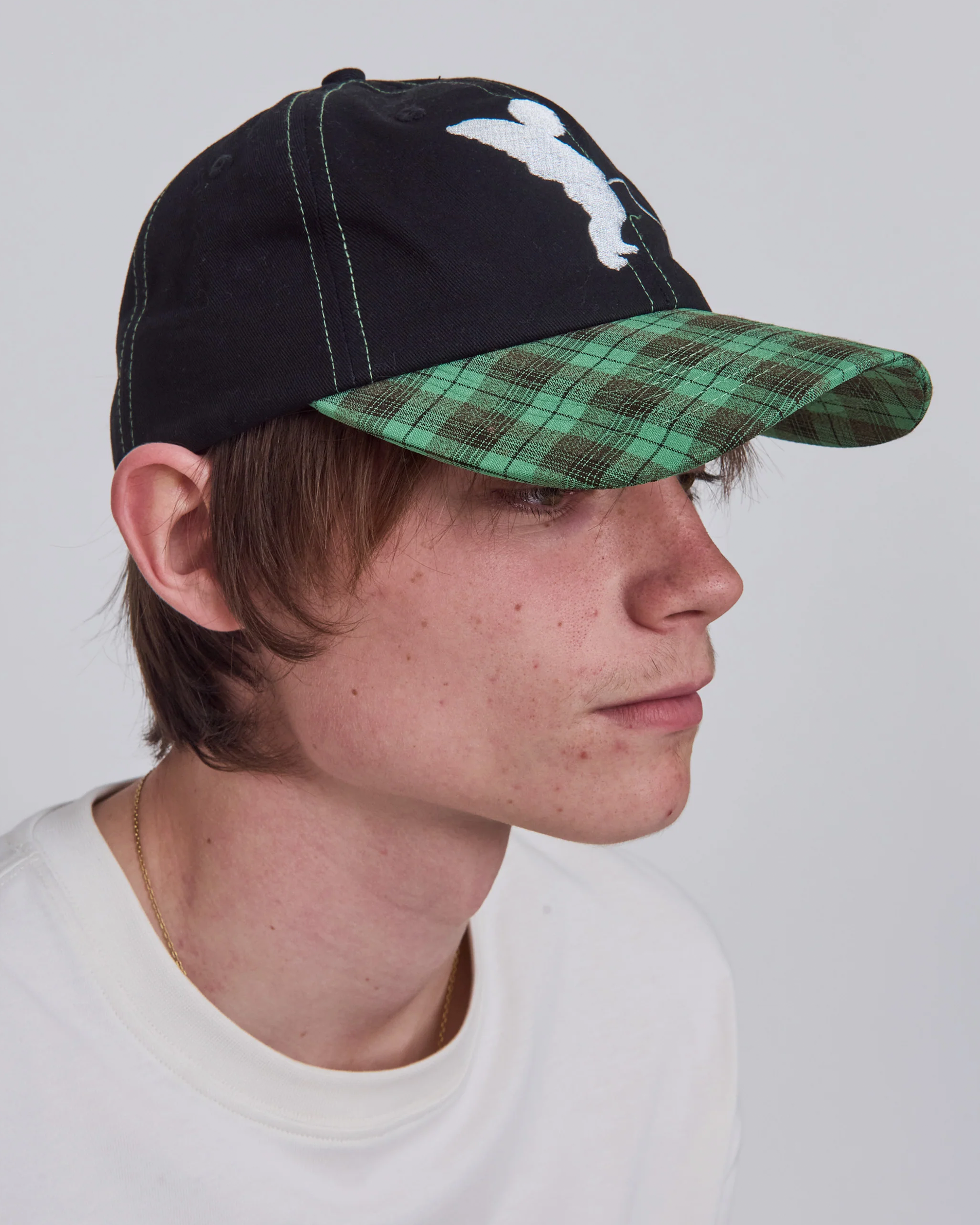 Token Pissing Angel Plaid Cap Black Green Plaid