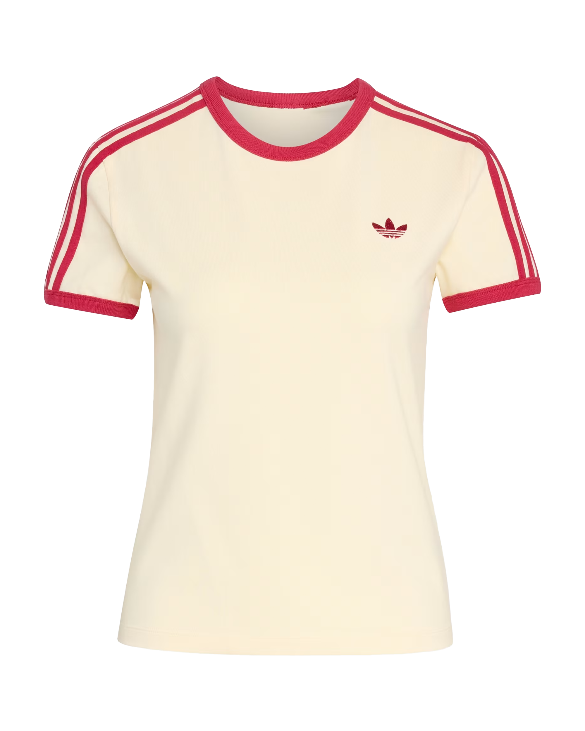 Adidas 3 Stripes Slim Tee Warm Vanilla / Team Victory Red