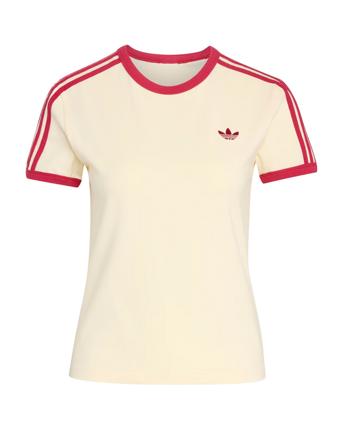 Adidas Adidas 3 Stripes Slim Tee Warm Vanilla / Team Victory Red