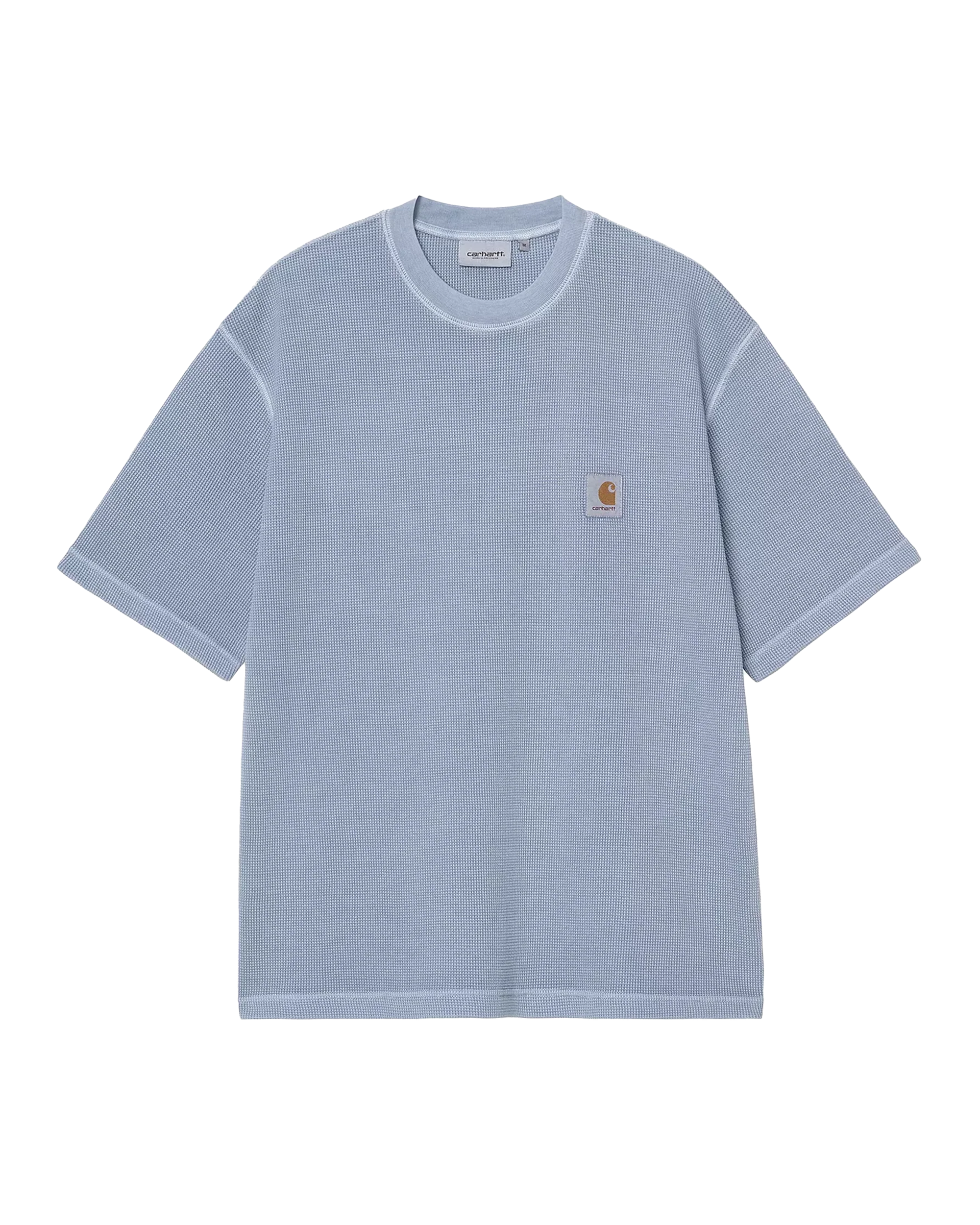 Carhartt WIP S/S Nelson Waffle T-Shirt Cotton Waffle Gentle Blue, garment dyed