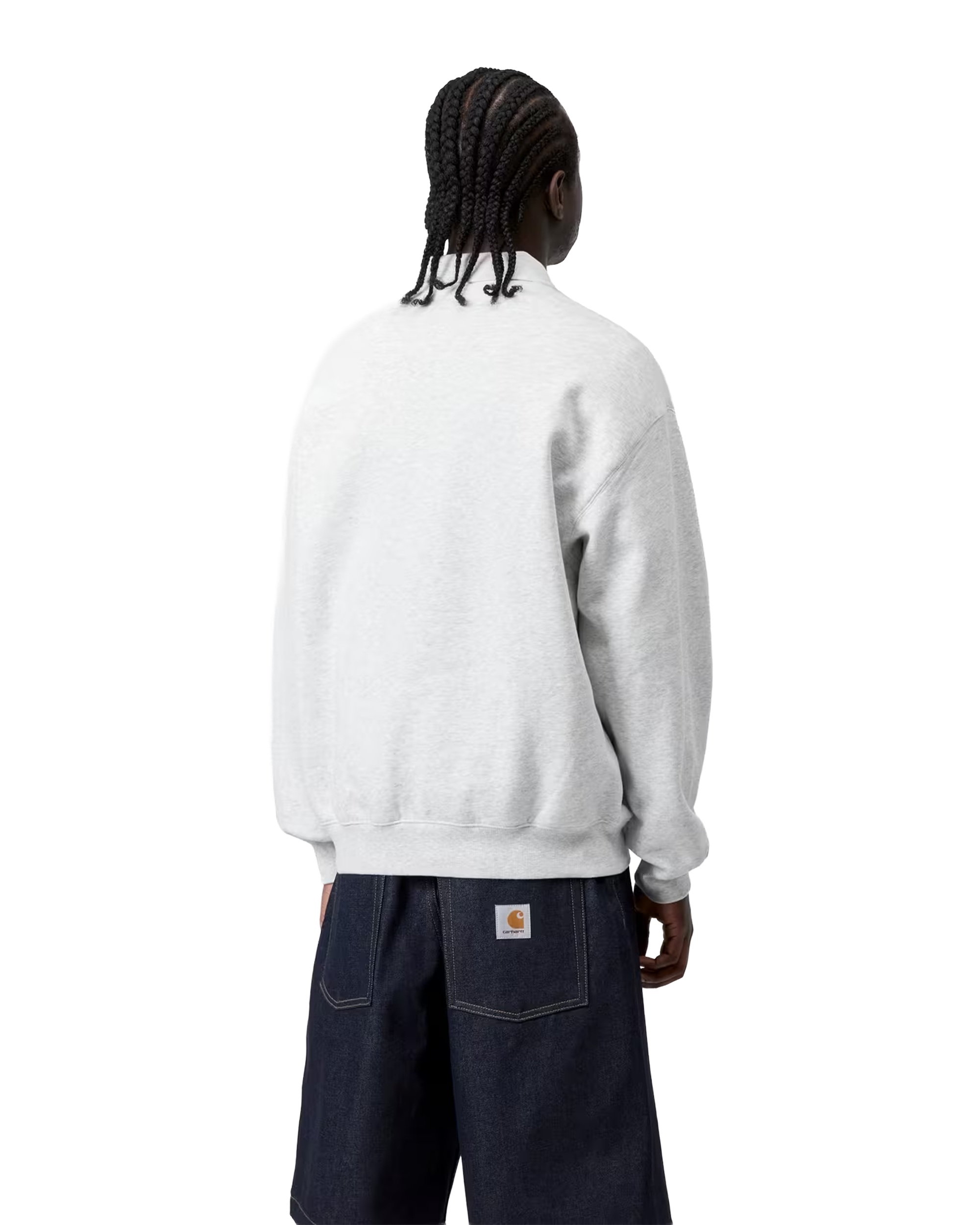 Carhartt WIP Label Polo Sweatshirt Cotton Sweat Ash Heather