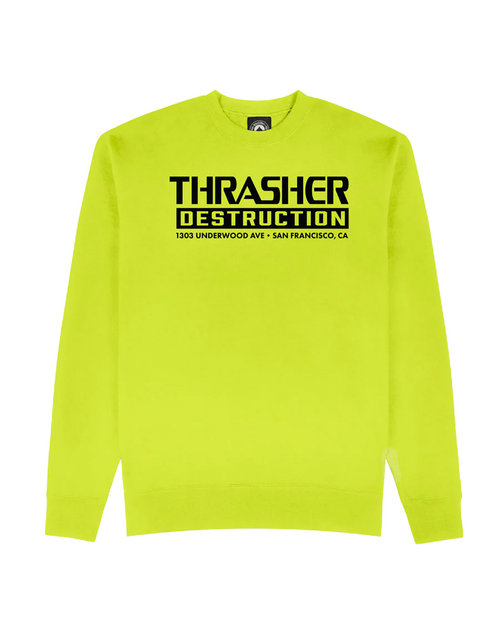 Thrasher Destruction Crewneck Safety green