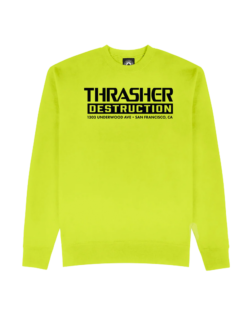 Thrasher Destruction Crewneck Safety green