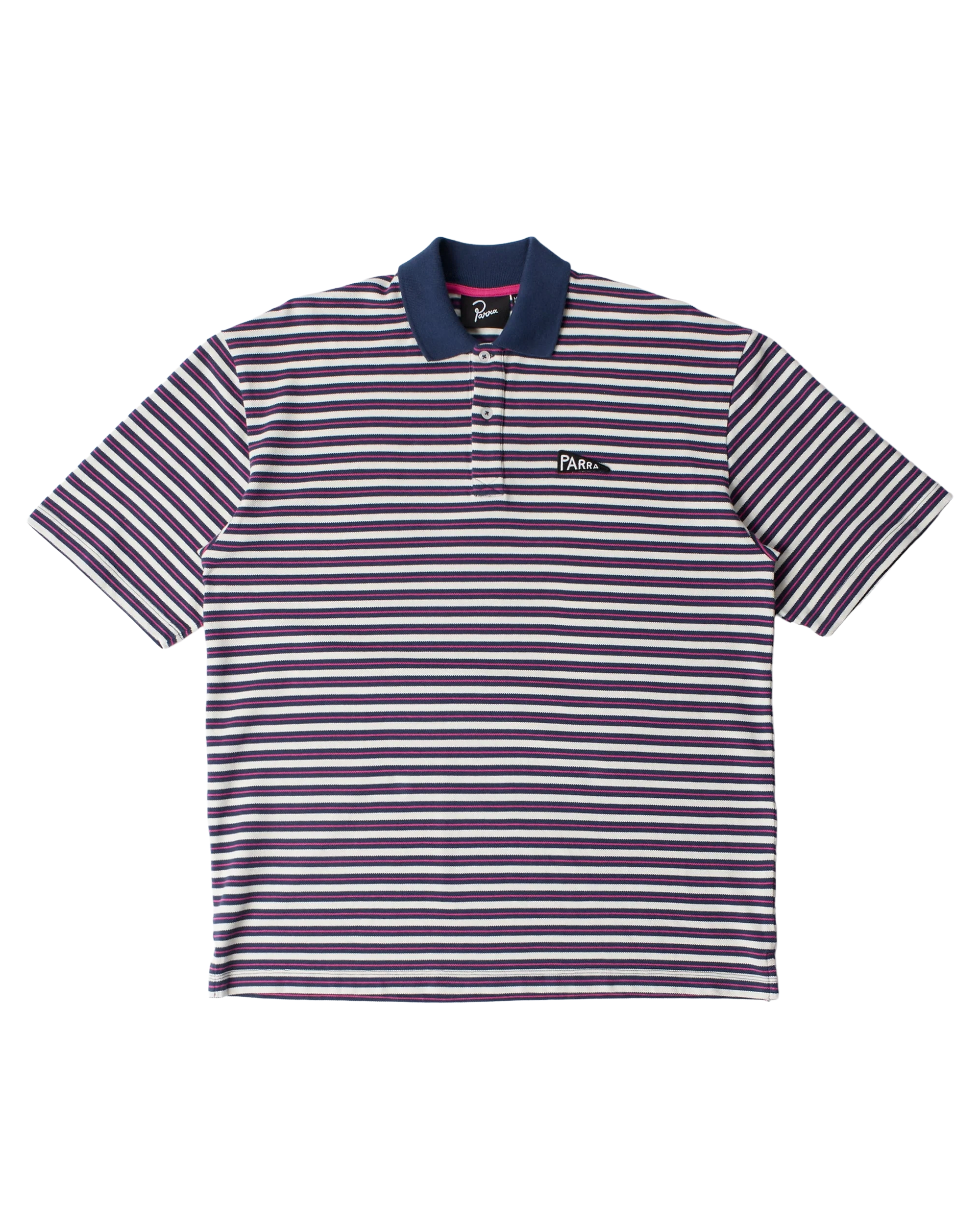 Parra Flag Striper Polo Shirt Purple Pink