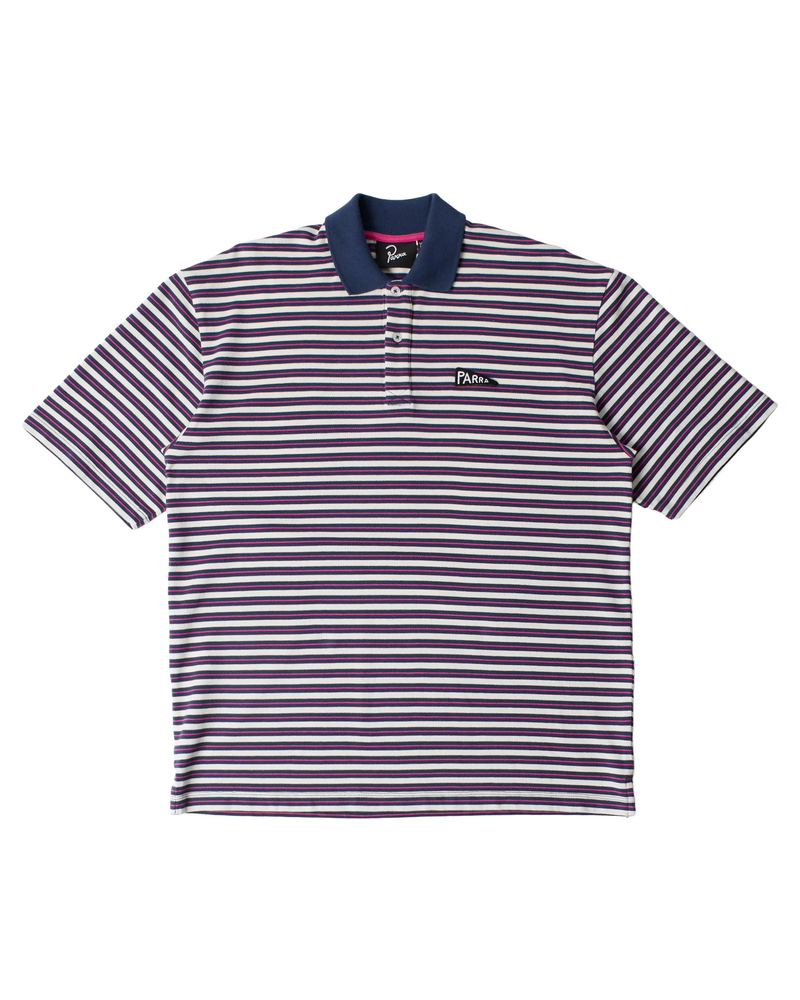 Parra Parra Flag Striper Polo Shirt Purple Pink
